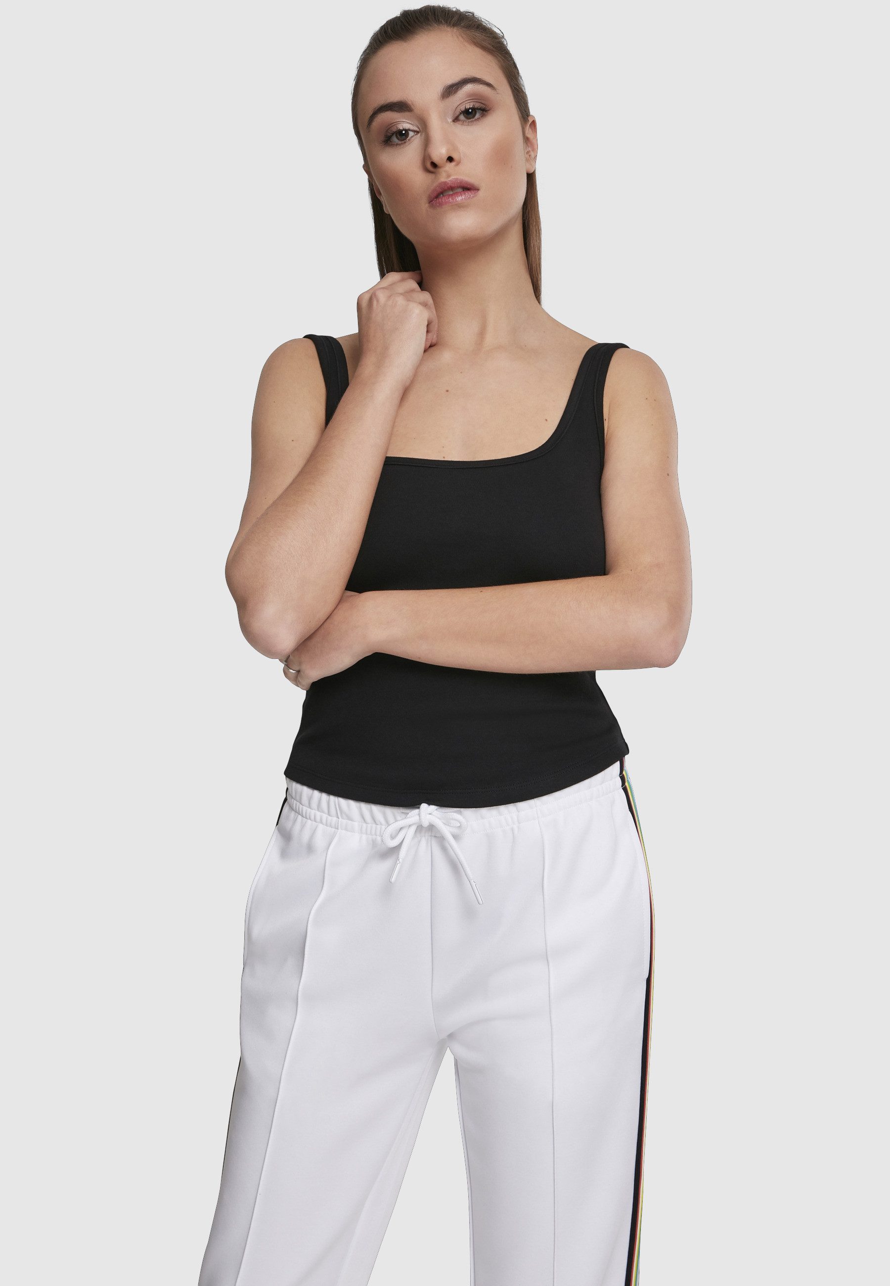 URBAN CLASSICS Yoga & Relax Shirt Urban Classics Damen Ladies Wide Neck Top (1-tlg)