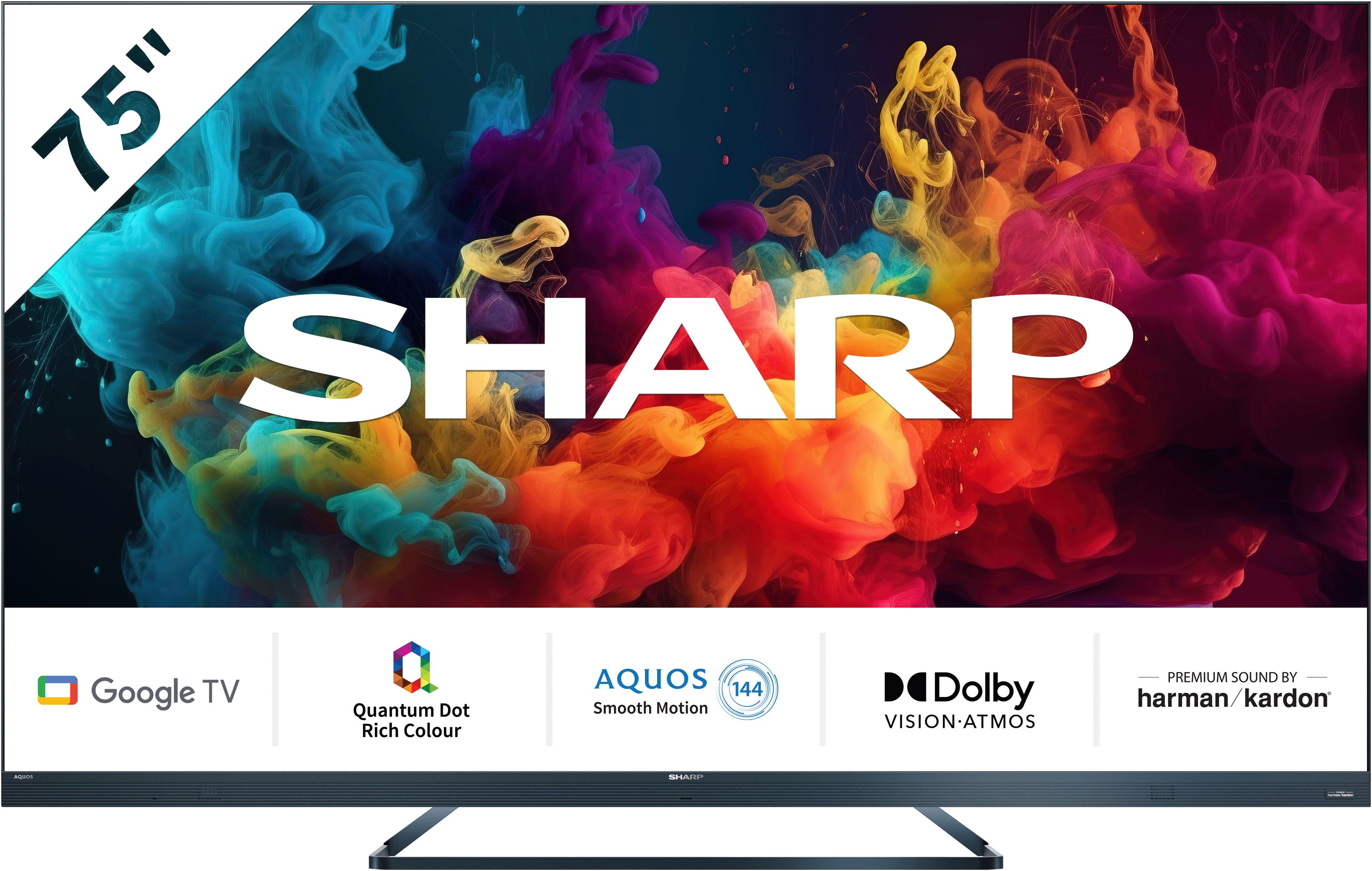 Sharp 4T-C75FQx LED-Fernseher (189 cm/75 Zoll, 4K Ultra HD, Google TV, Quantum Dot, QLED, Dolby Atmos, Dolby Vision, HDMI 2.1 mit eARC)