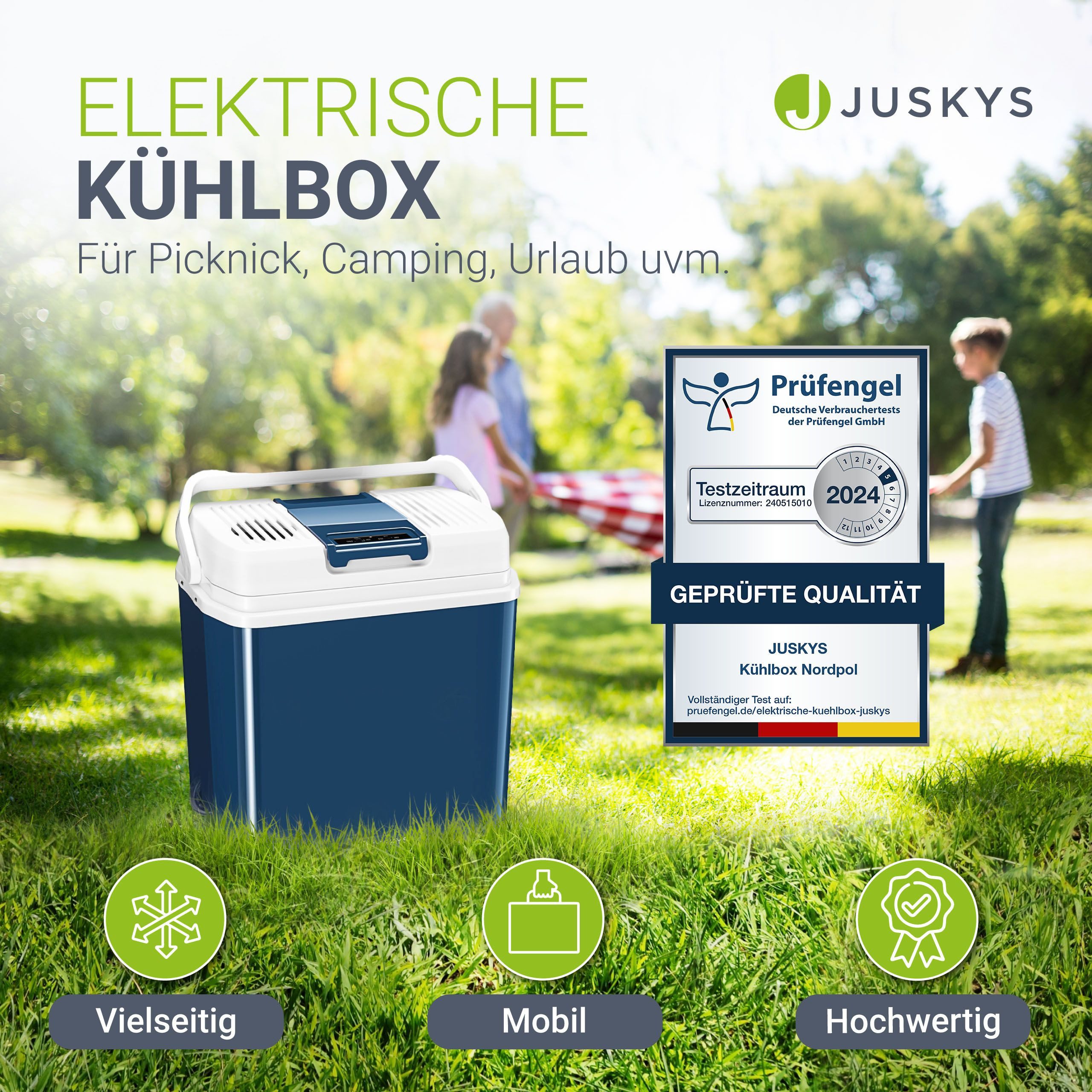 Juskys Kühlbox Nordpol, 24 l, leicht und mobil, mit ECO-Modus, 12 & 230 V Anschluss