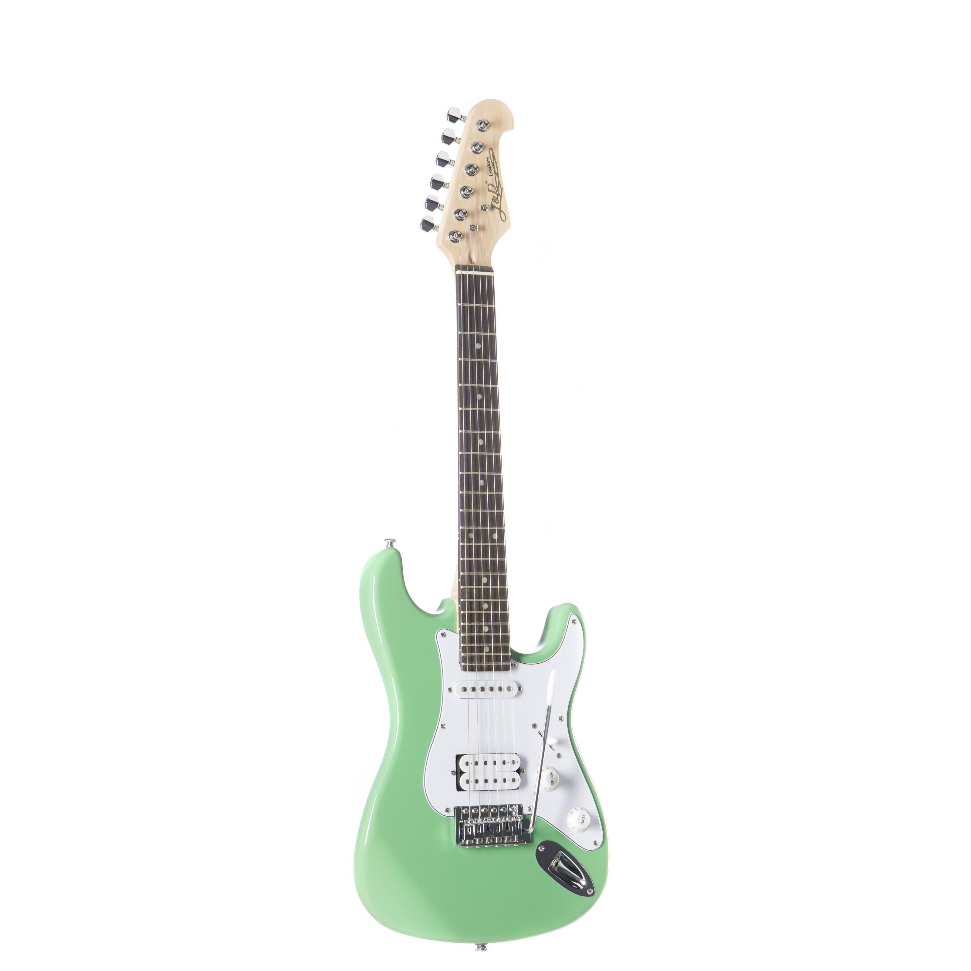 J & D E-Gitarre, E-Gitarre im ST-MINI-Stil mit Erle-Korpus Ahorn-Hals Keramik Single Coil Surf Green Vintage Style, E-Gitarren, ST-Modelle, E-Gitarre, ST-MINI-Stil, Surf Green