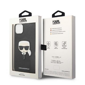 KARL LAGERFELD Handyhülle Case iPhone 14 Plus Figur Kunstleder schwarz