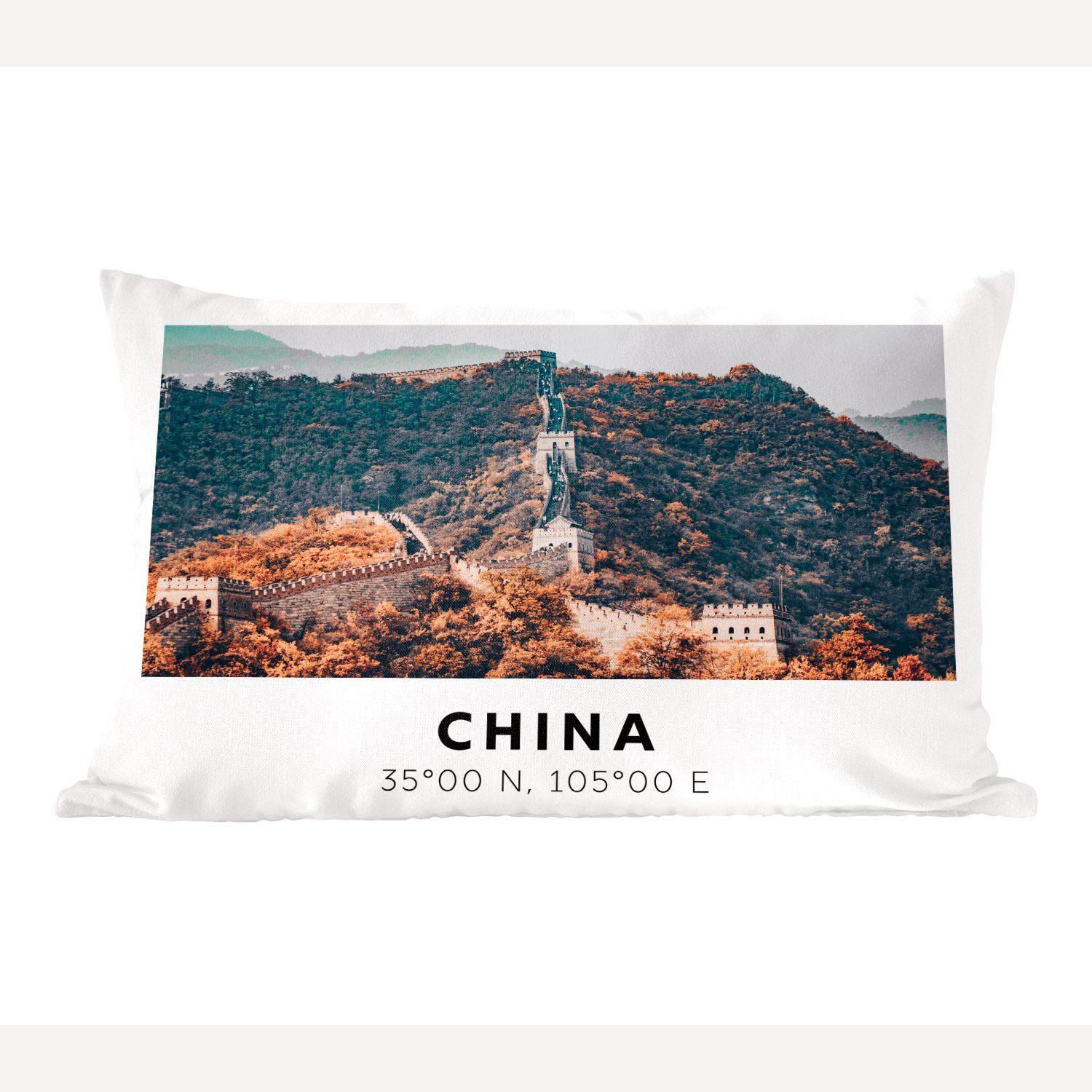 MuchoWow Dekokissen Chinesische Dekoration, - Dekokissen - Mauer Asien, Schlafzimmer Herbst mit Füllung, Wohzimmer Zierkissen