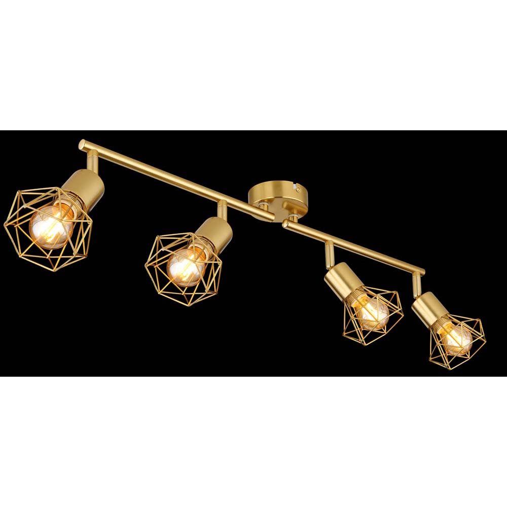Deckenspot, cm Globo L 60 Gold Leuchtmittel Gitter LED Wohnzimmerlampe Metall inklusive, Flammig 4 Deckenleuchte nicht