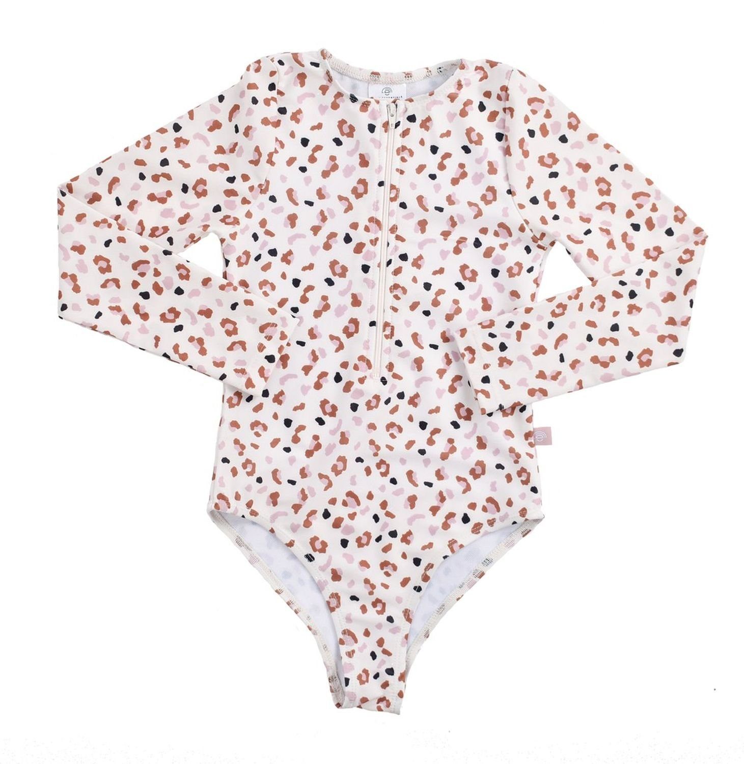 Swim Essentials Badeanzug Swim Essentials Langarm-UV-Badeanzug, für Mädchen weiß/khaki Leoparden