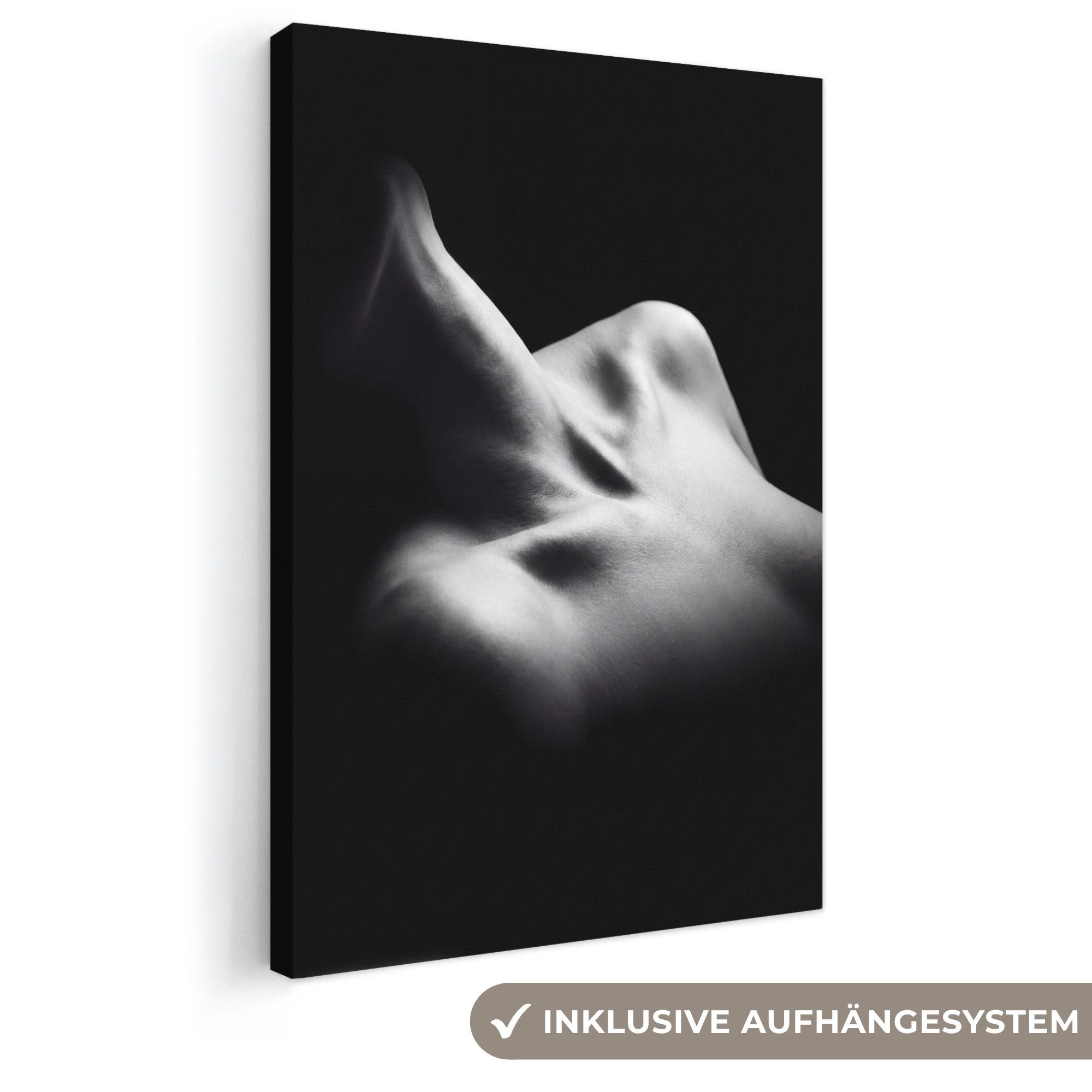 OneMillionCanvasses® Leinwandbild Körper - Formen - Abstrakt - Schwarz - Weiß - Sinnlich, Fotodruck (1 St), Leinwand Canvas Wandbild, Wanddekoration 20x30 cm