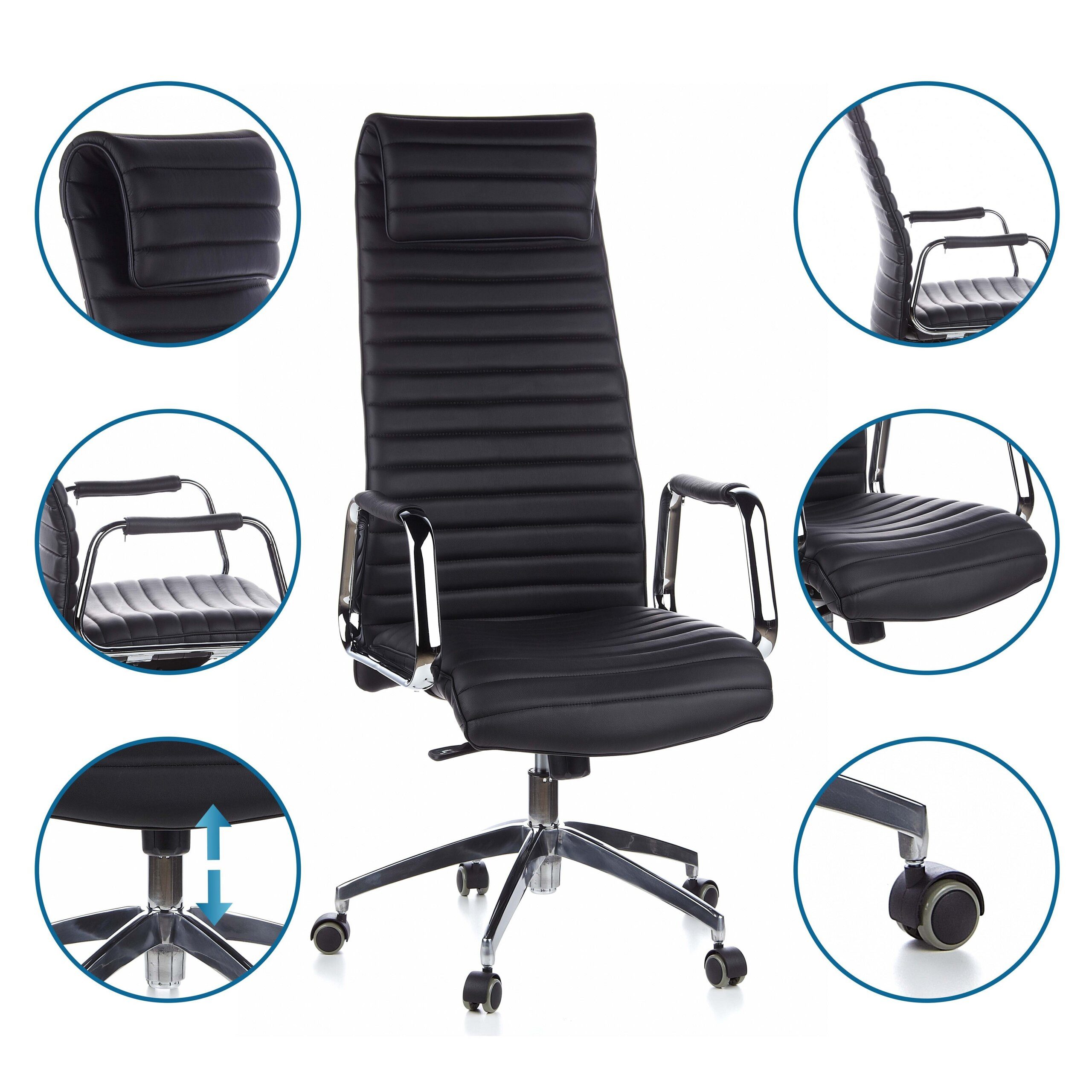hjh OFFICE Drehstuhl Luxus Chefsessel Aspera 20 Leder mit Armlehnen (1 St), Profi Bürostuhl Schreibtischstuhl ergonomisch