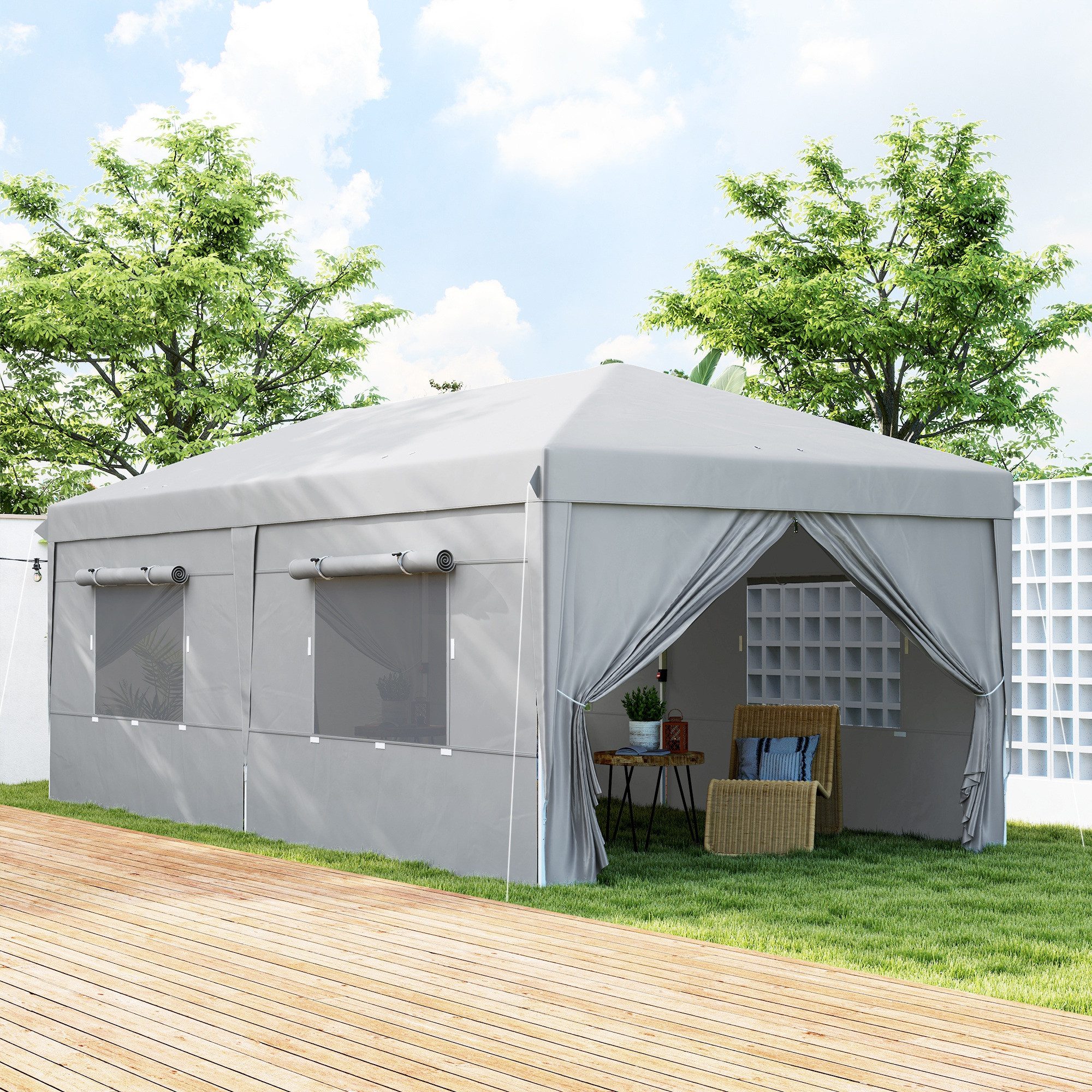 Outsunny Faltpavillon 3x6m, wasserabweisend stabil winterfest, günstig online kaufen