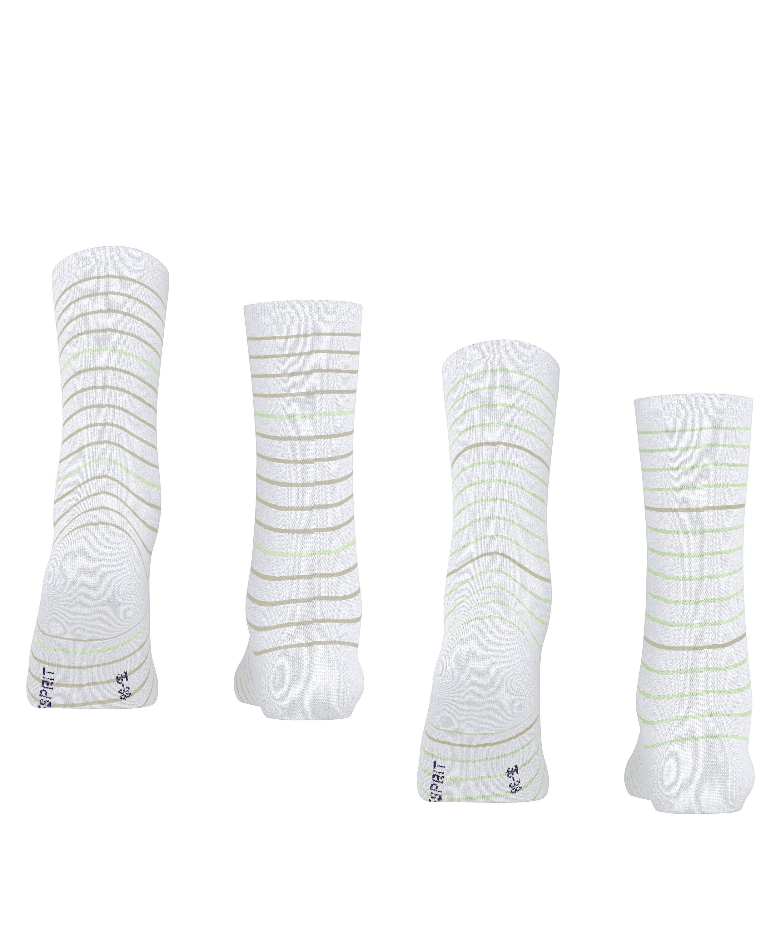 Esprit white (2-Paar) raw Fine Socken 2-Pack Stripe (2100)