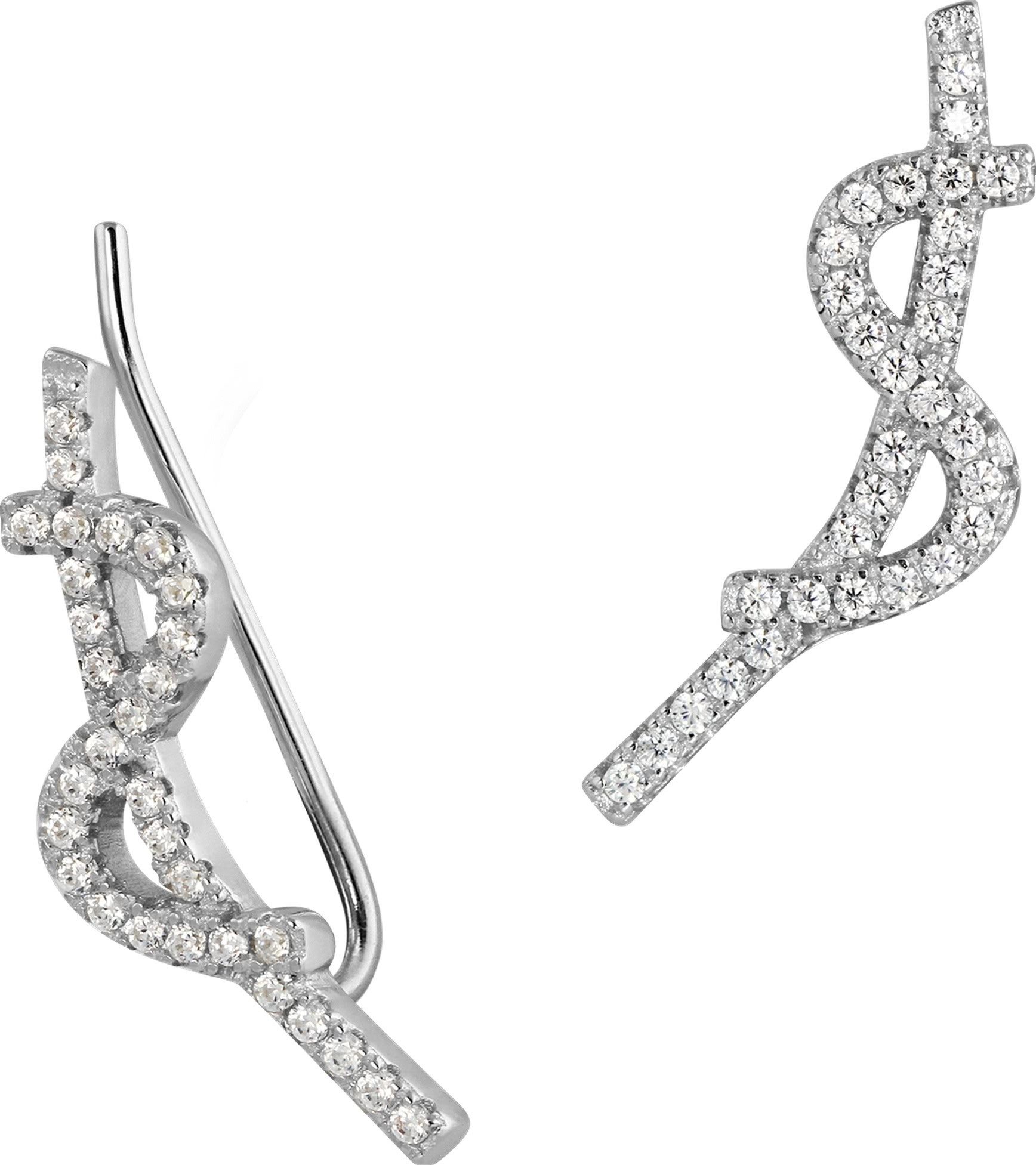 SilberDream Paar Ohrklemmen SilberDream weiß Ear Cuff Wave Ohrringe (Ohrklemme), Damen Ohrklemme Halbmond Ear Cuff 925 Sterling Silber, weiß