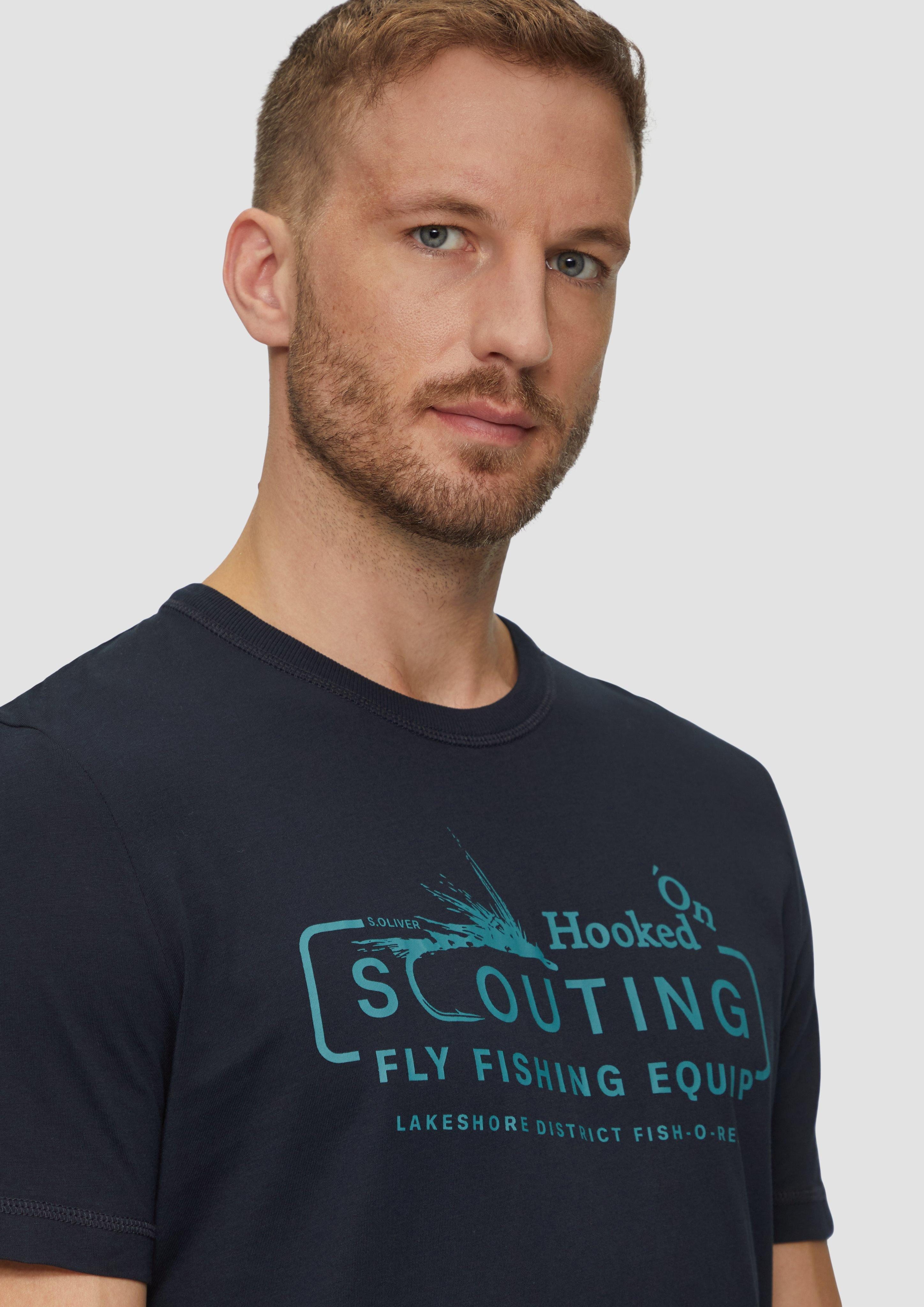 s.Oliver Kurzarmshirt Baumwollshirt mit Frontprint Artwork günstig online kaufen