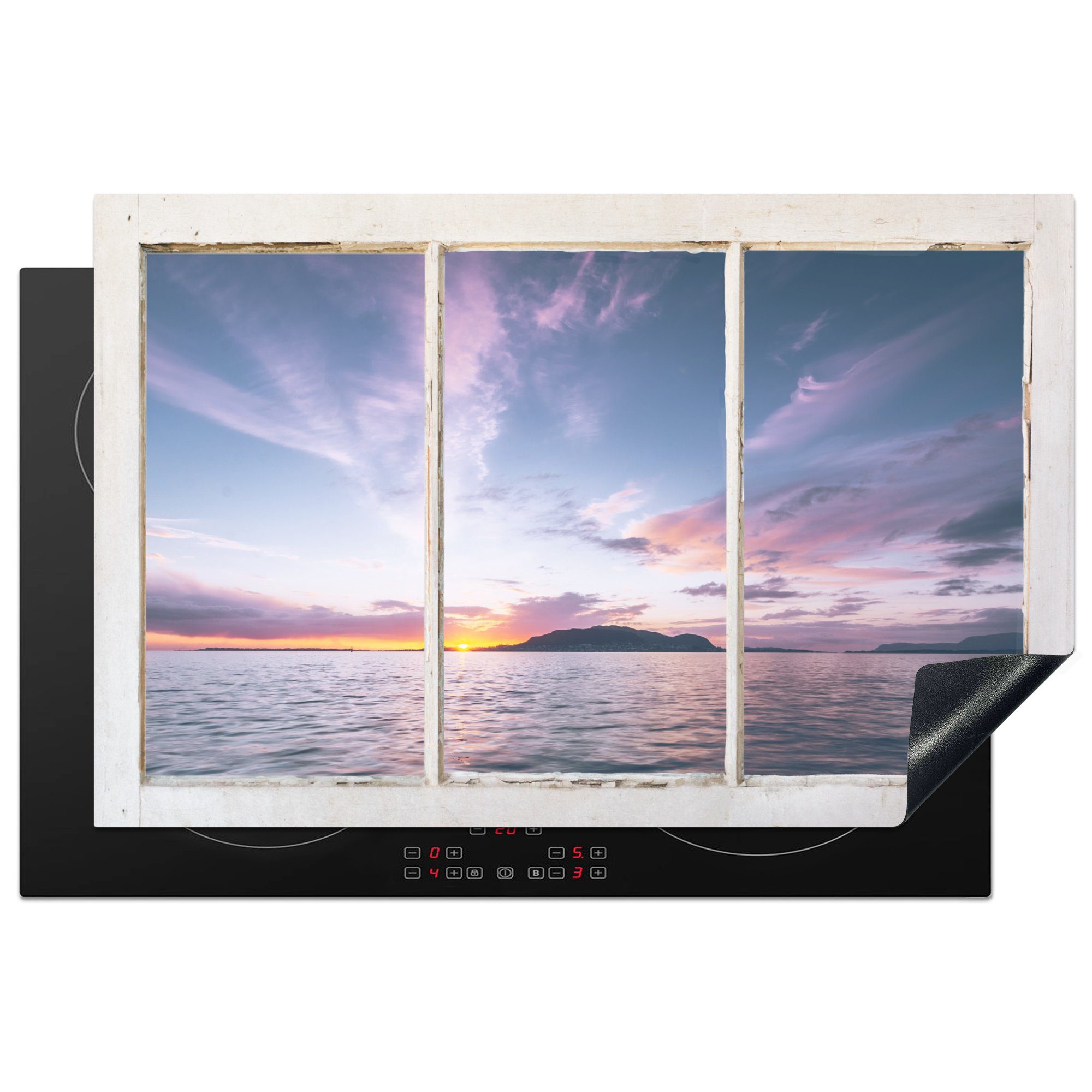 MuchoWow Herdblende-/Abdeckplatte Aussicht - Insel - Meer, Vinyl, (1 tlg), 81x52 cm, Induktionskochfeld Schutz für die küche, Ceranfeldabdeckung