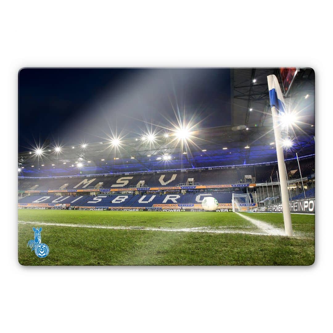 K&L Wall Art Glasbild Fußball Glasbild Modern MSV Duisburg Spielfeld Eckfahne, Sportverein Deko Bilder