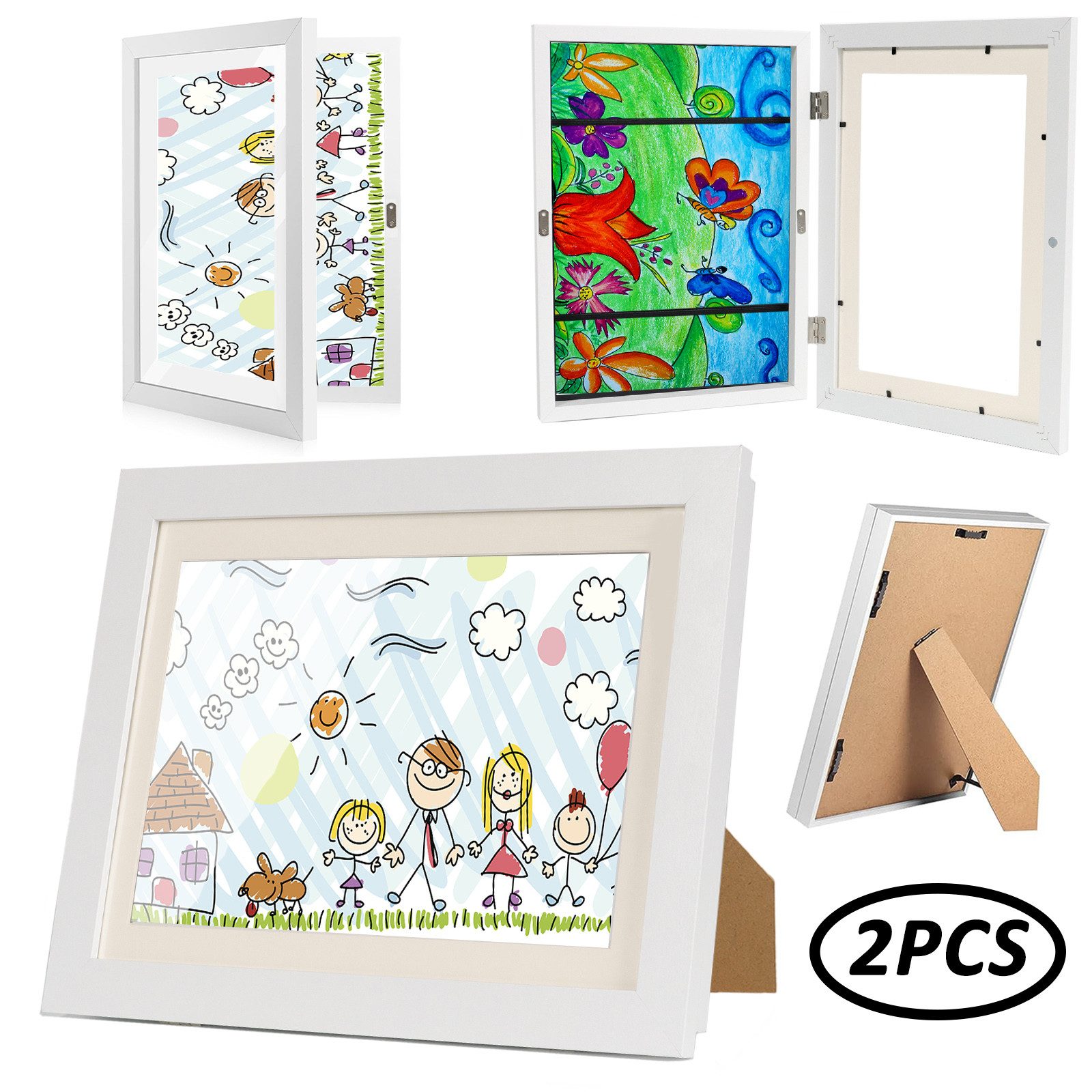 CALIYO Bilderrahmen Kinderzeichnungen A4 Wand- & Standfunktion I Bilderrahm günstig online kaufen