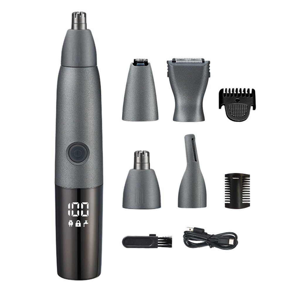 TUWENA Nasen- und Ohrhaartrimmer Nasenhaartrimmer Herren, 4 in 1 Nasenhaarschneider mit LED Anzeige, USB aufladbar Barttrimmer Ohrhaartrimmer Nasentrimmer IPX7 Wasserdicht