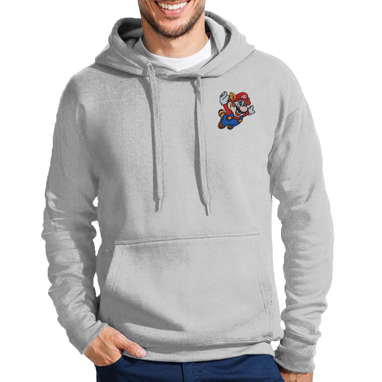 Blondie & Brownie Hoodie Herren Hoodie MarioFlighPatch Retro Gaming Baumwolle Freizeit (Einzelartikel) Mario Fligh Patch H Hoodie Urban