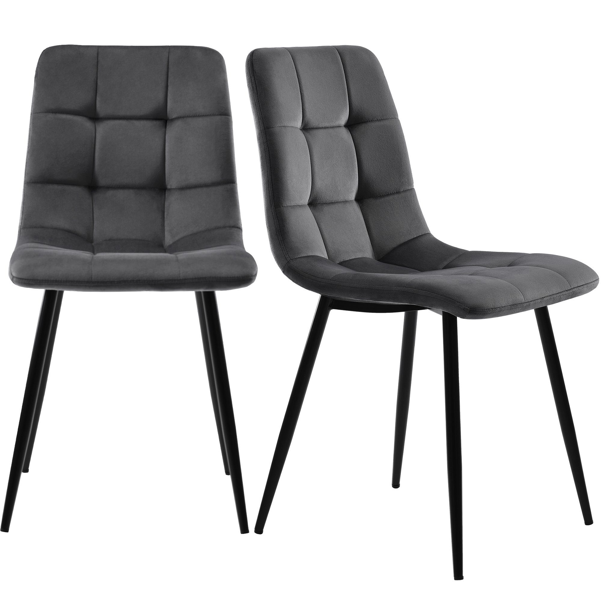 EXTSUD Esszimmerstuhl Esszimmerstuhl (4 St), Stuhl, Samtoberfläche, Polsterung Metallbeine grau Schaumstoff, aus Schwarz, hochdichtem Polsterstuhl Design