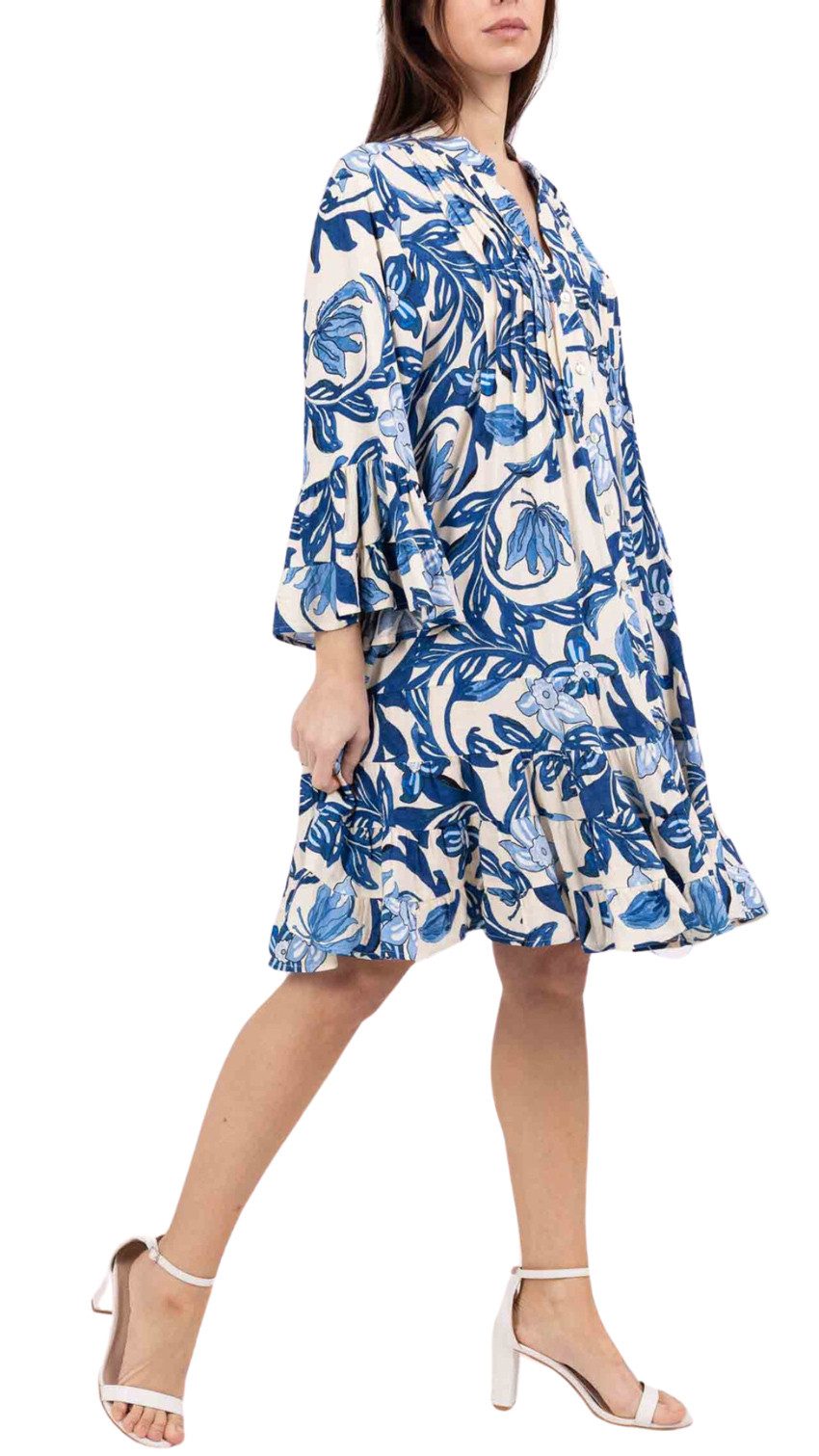 Charis Moda Tunikakleid Sommerkleid im Tunikastil Trompetenärmel