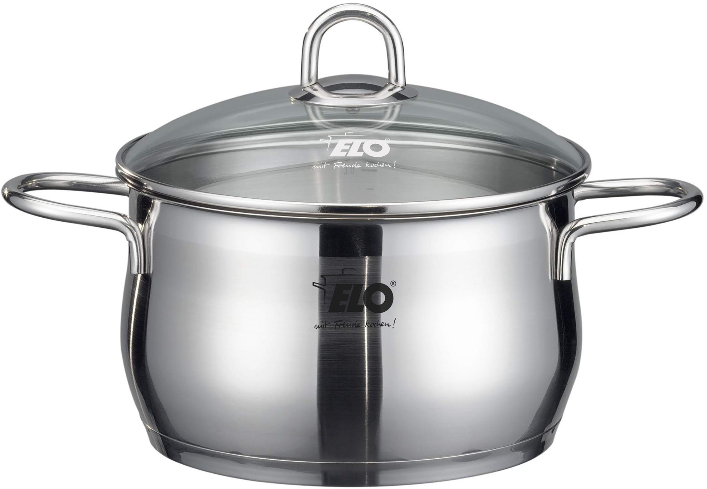 Elo Topf-Set Platin, Edelstahl 18/10 (Set, 9-tlg., 1 Bratentopf 20 cm, je 1 Fleischtopf 16/20/24 cm, 1 Kasserolle 16 cm), Induktion