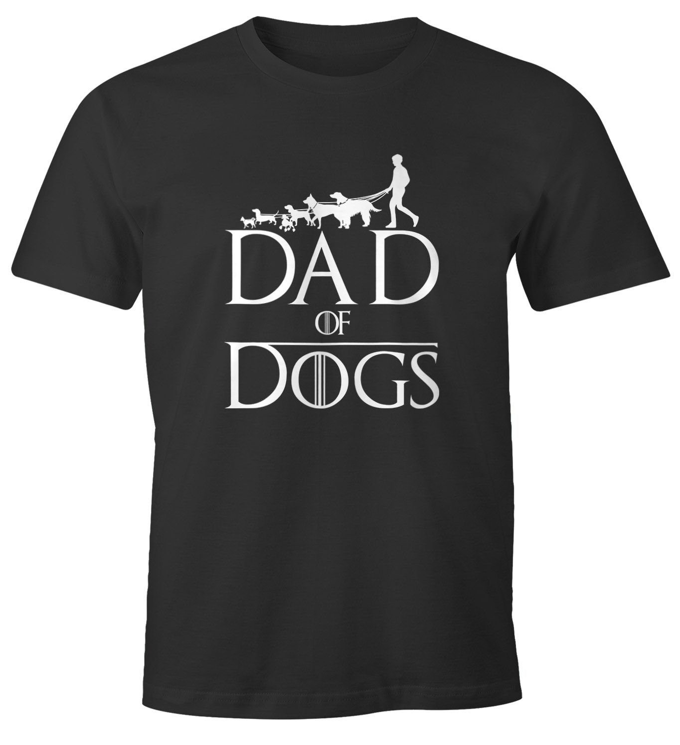 Hunde Herren lustiges Dad mit Moonworks® of MoonWorks Spruch T-Shirt Gassi Print Print-Shirt Dogs Shirt Motiv