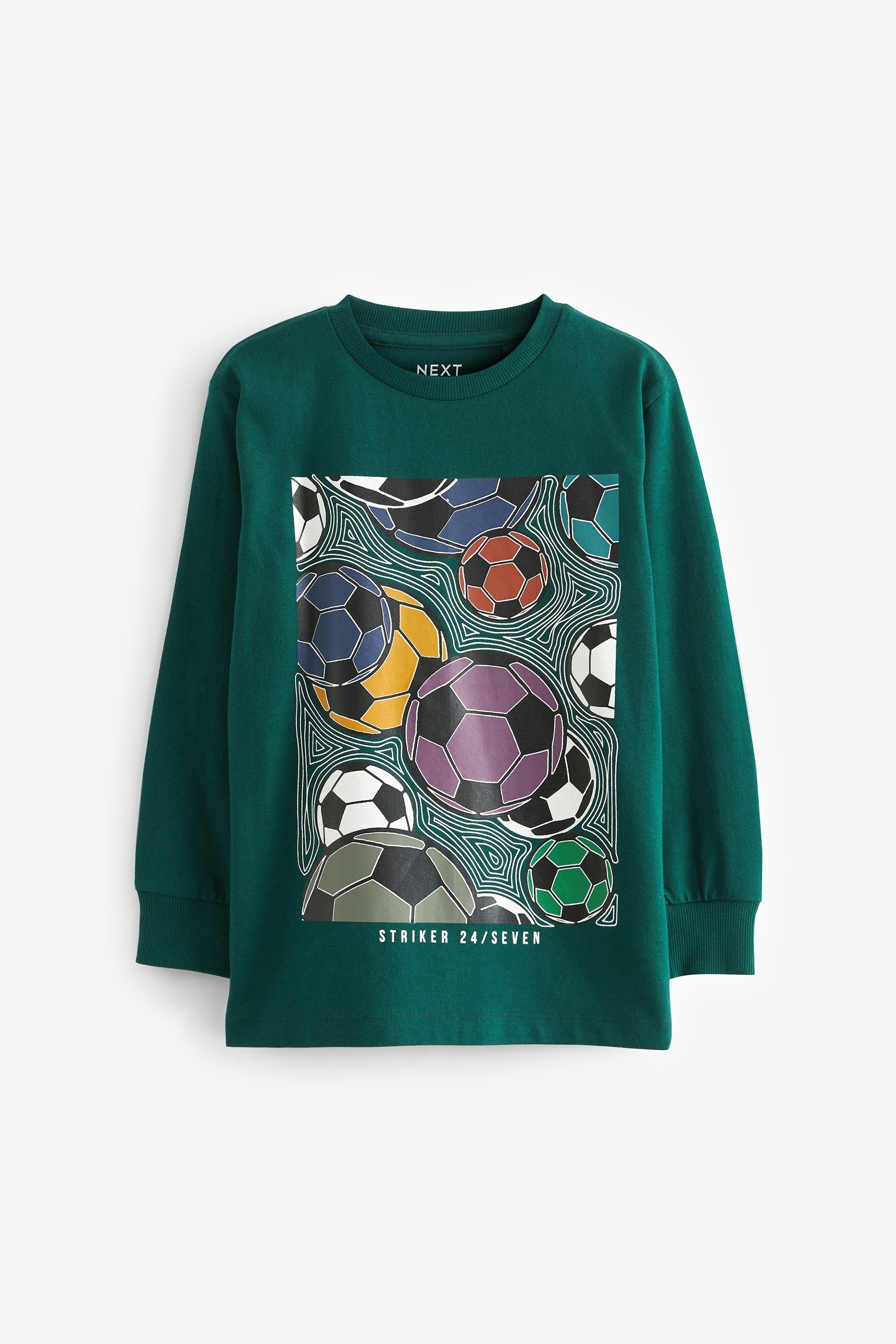 Next Langarmshirt Langärmeliges Grafik-T-Shirt (1-tlg) Green Football