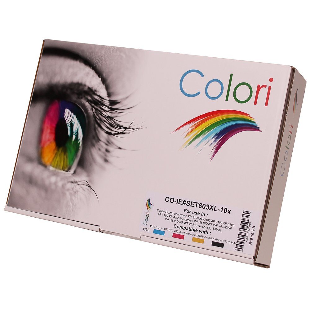 Colori Tintenpatrone (Kompatibles Set 10x Druckerpatrone für Epson 603XL XP2100 XP2105 XP3100 XP3105 XP4100 XP4105 WF2810DWF WF2830DWF WF2835DWF WF2850DWF von Colori)