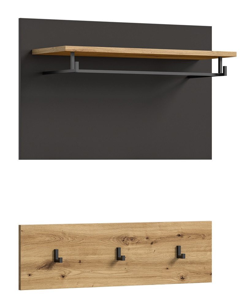 xonox.home Schuhschrank Garderobenpaneel Canu, grau /Artisan Eiche Wandgarderobe