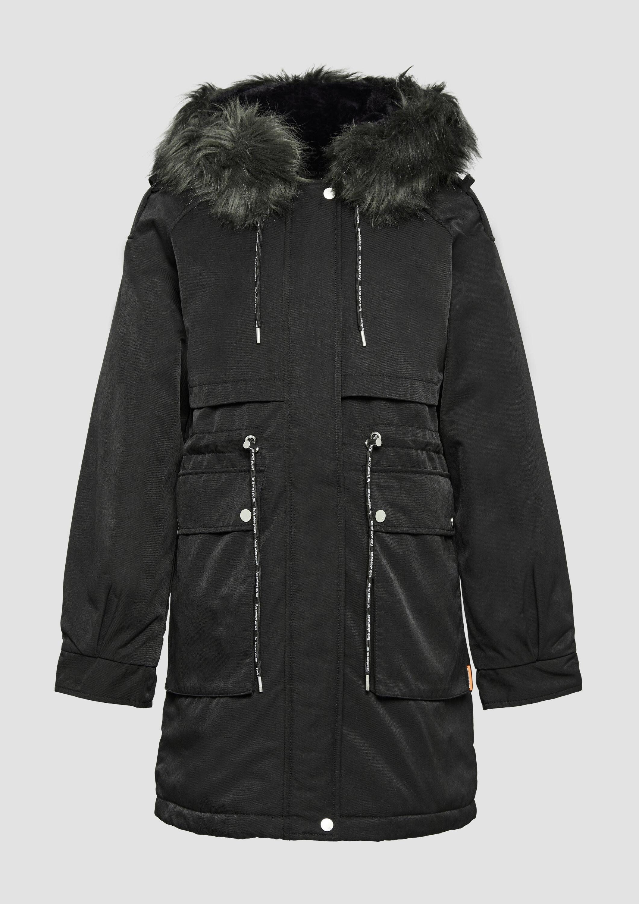 QS Parka Outdoor-Jacke Gefütterter Parka mit abnehmbarem Kunstfell