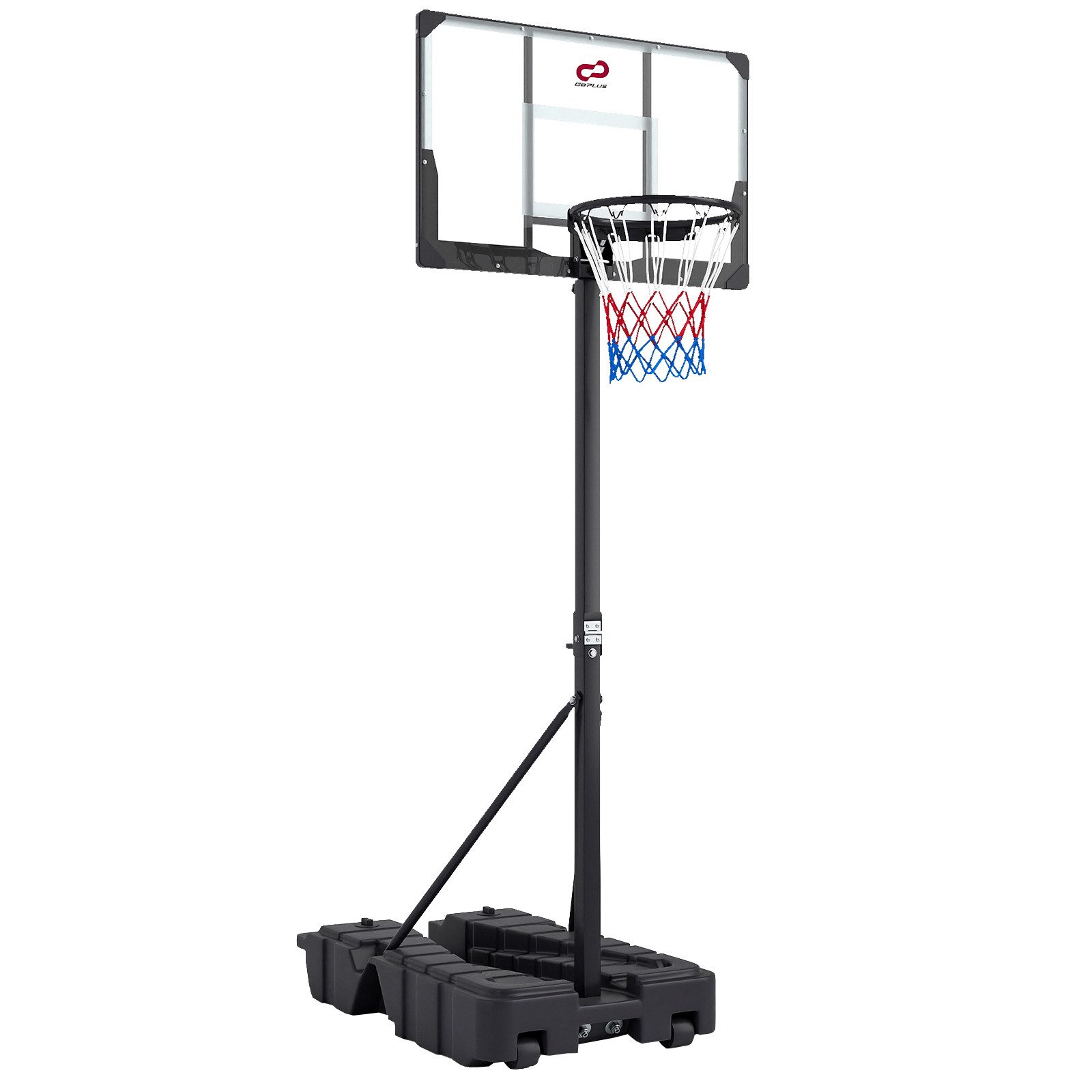 COSTWAY Basketballständer mit Handkurbel, Rollen 230-305 cm höhenverstellbar