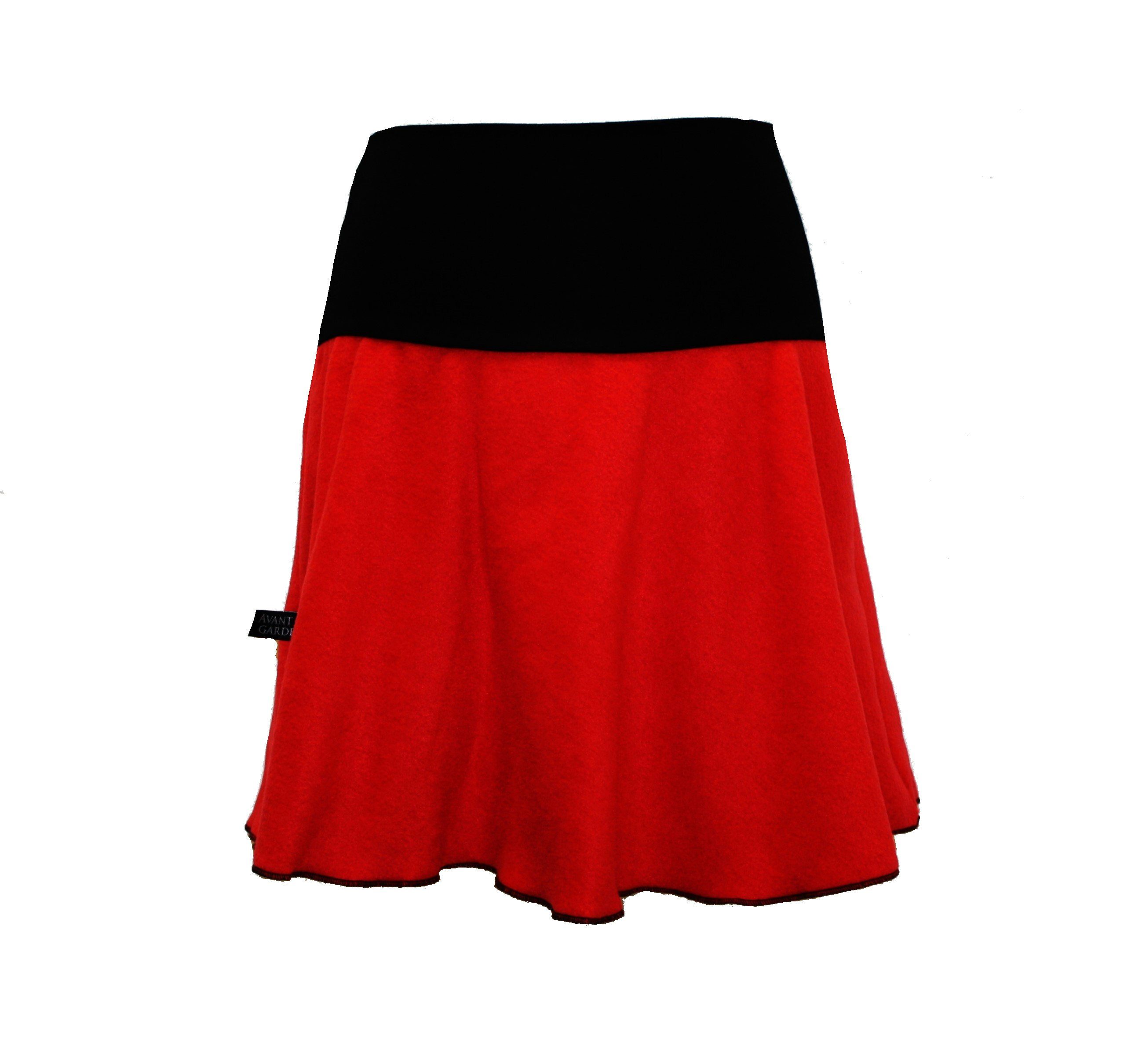 dunkle design Minirock Fleece Rot 45cm elastischer Bund