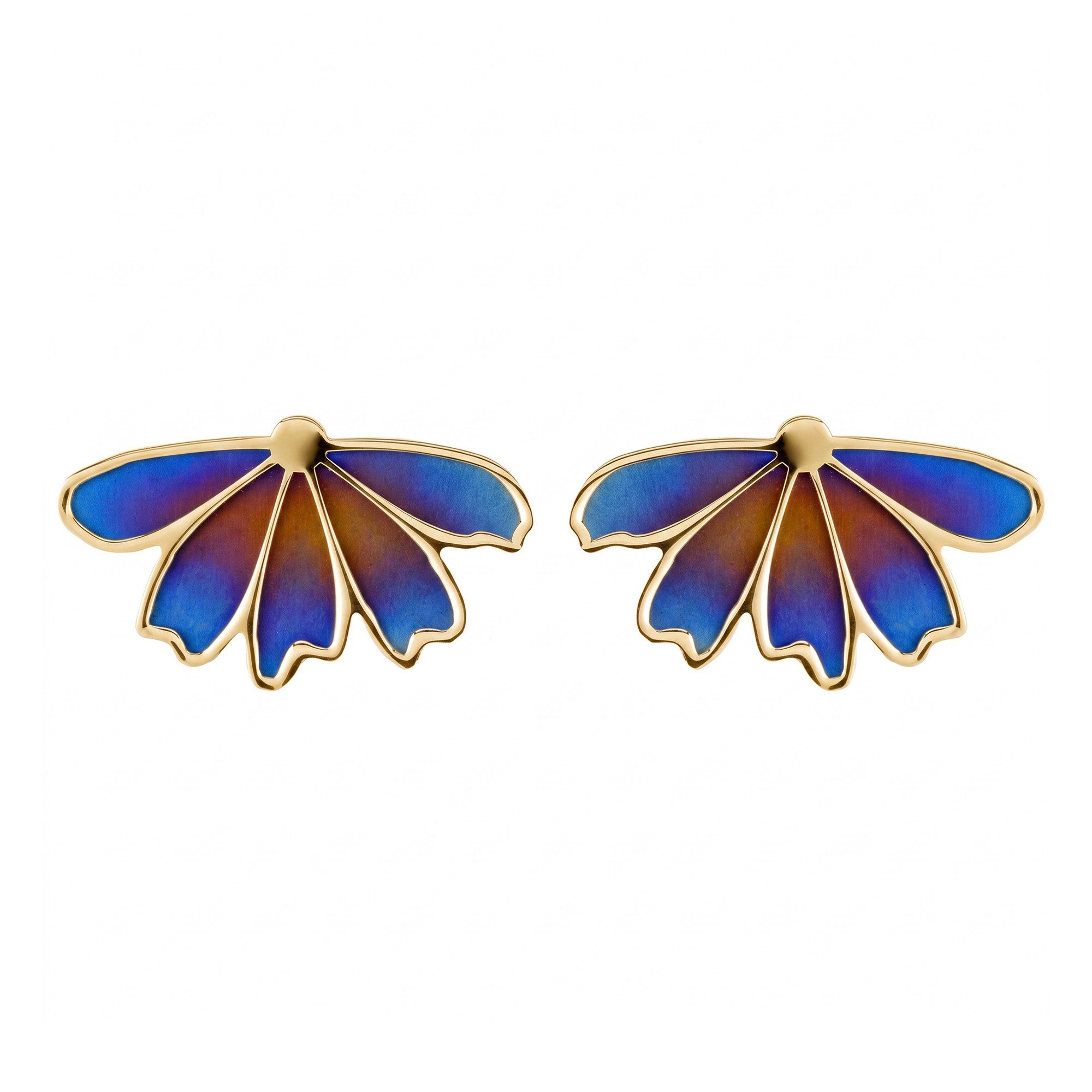 Cavill Ohrring-Set Titan Ohrringe Damen, 14 mm, 925 Silber vergoldet, Blau-Orange (2-tlg)