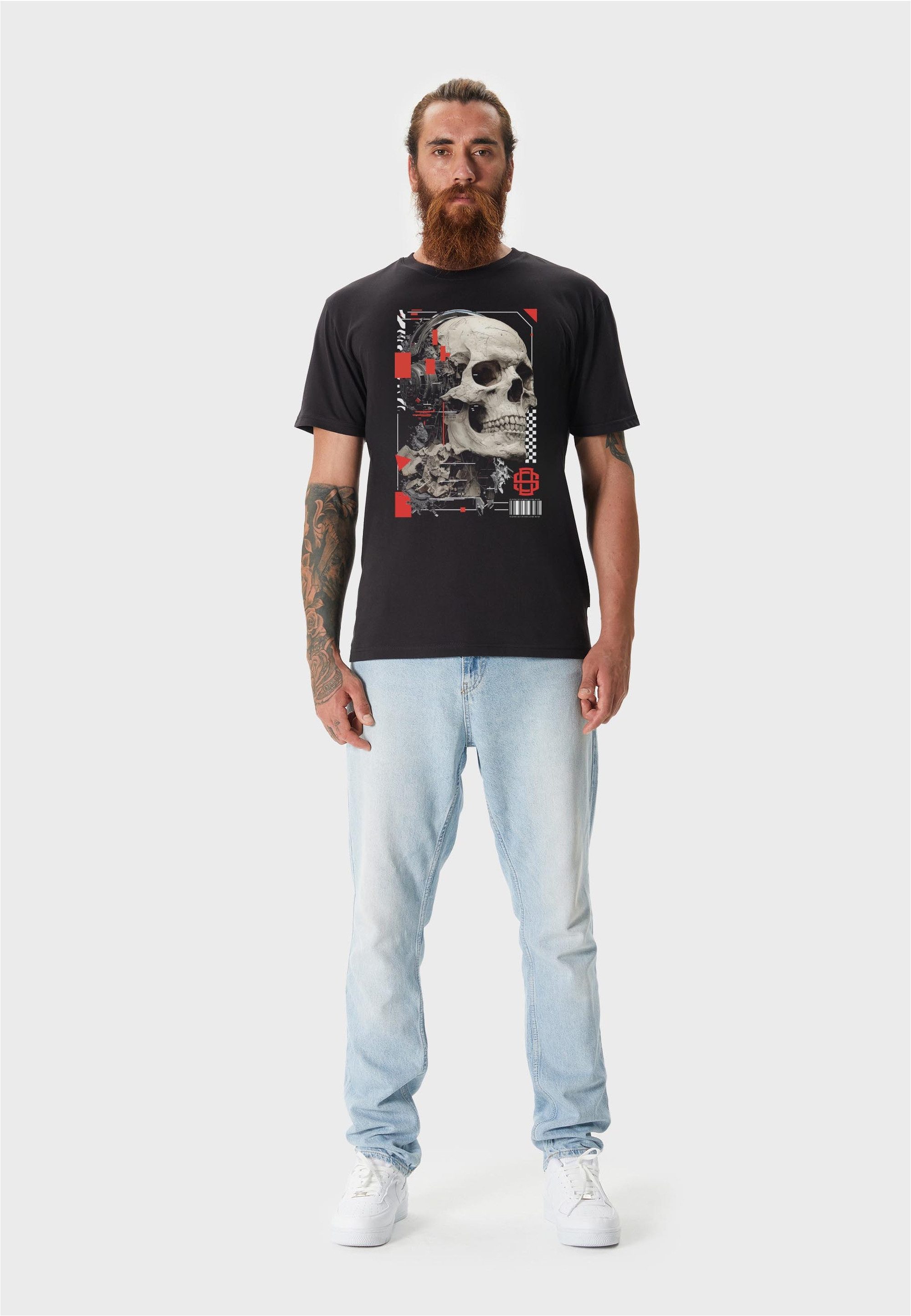 Oldskull T-Shirt Xtreme futuristic skull headphones graphic mit Vintage-Vibe in modernem Look