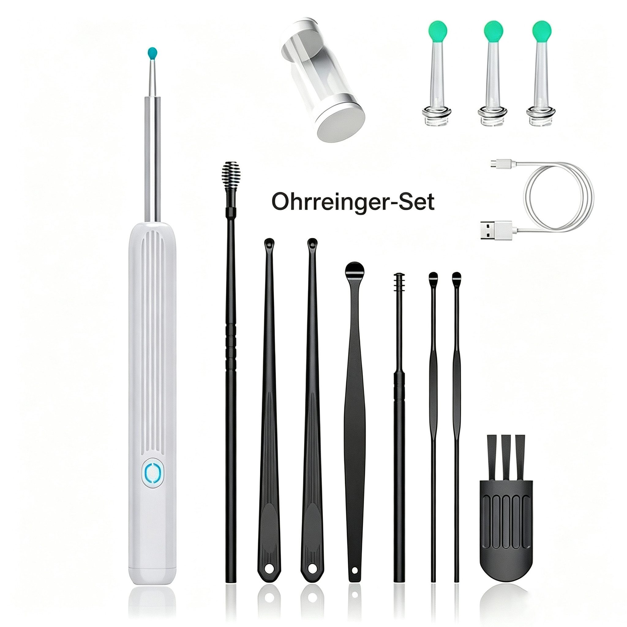 ibettertec Ohrenreiniger Ohrenreiniger Visuelle Ohrenschmalz Entferner Ohrenschmalz Entferner, Ohrenschmalz entfernen, Bilder übertragen, für iOS und Android, Ohrenschmalz-Entfernungsset Ohrreiniger mit Kamera 6 LED Leuchten
