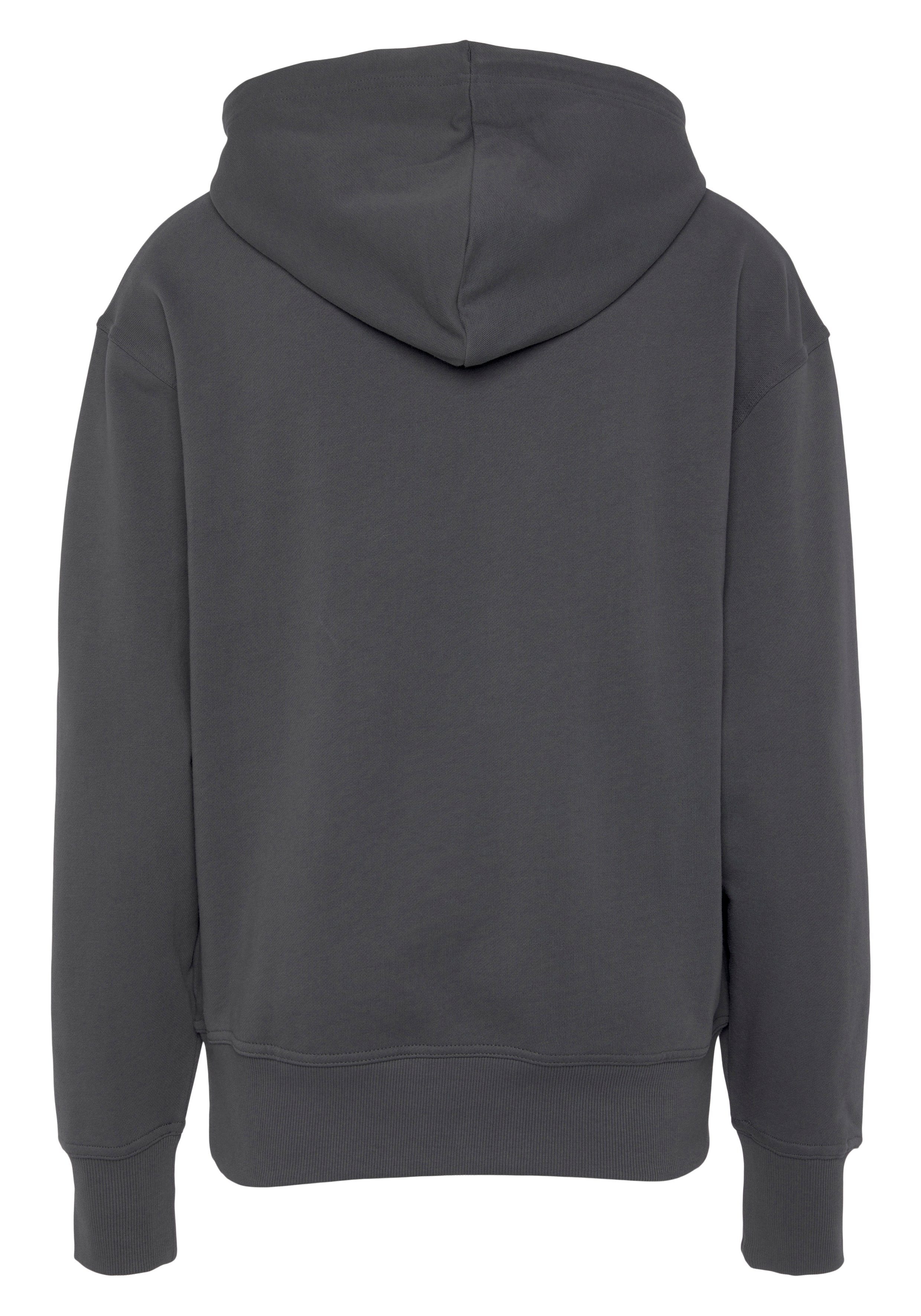 Sweatshirt dark Logodruck WebasicHood ORANGE BOSS grey mit weißem