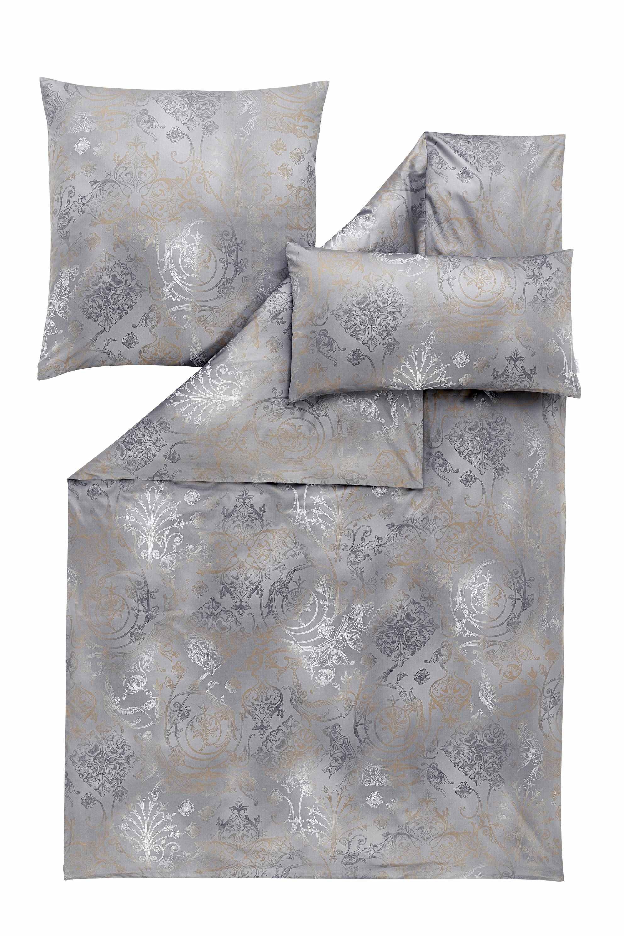 Estella Bettwäsche Estella Schweizer Premium Satin Bettwäsche 155x220 Svizzera grau Orien, Satin, 2 teilig