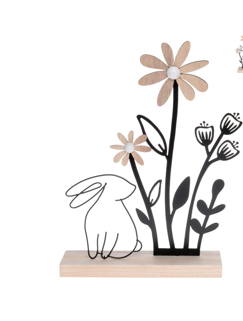 Dekoobjekt Osterdekoration Aufsteller 19x5cm H27cm Osterhase Hase mit Blumen