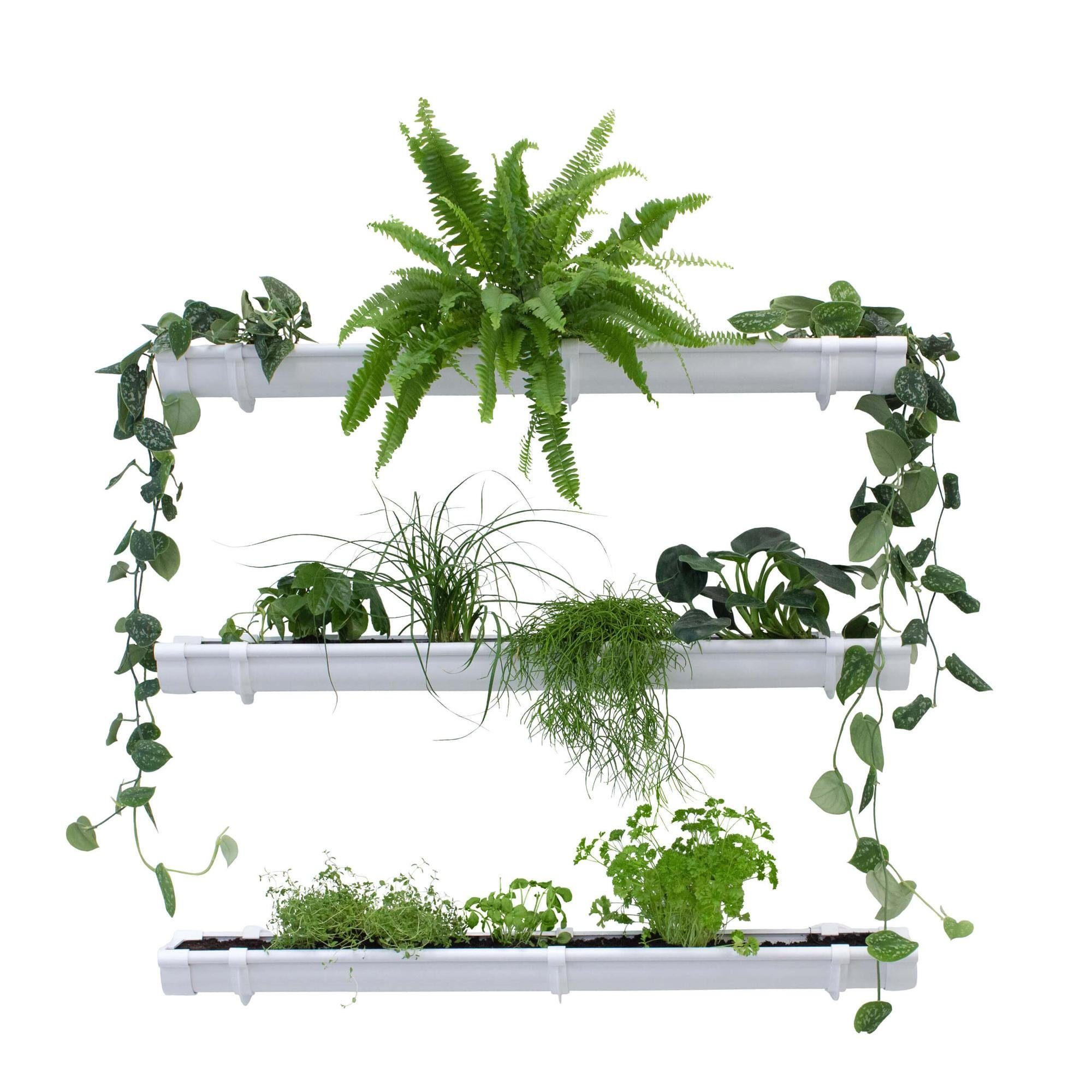Jardinion Blumentopf (Grüne Pflanzenwand, Vertikaler Garten, 1 St), Platzsparende Gartengestaltung, Pflanzenregal für Innen und Außen Weiß