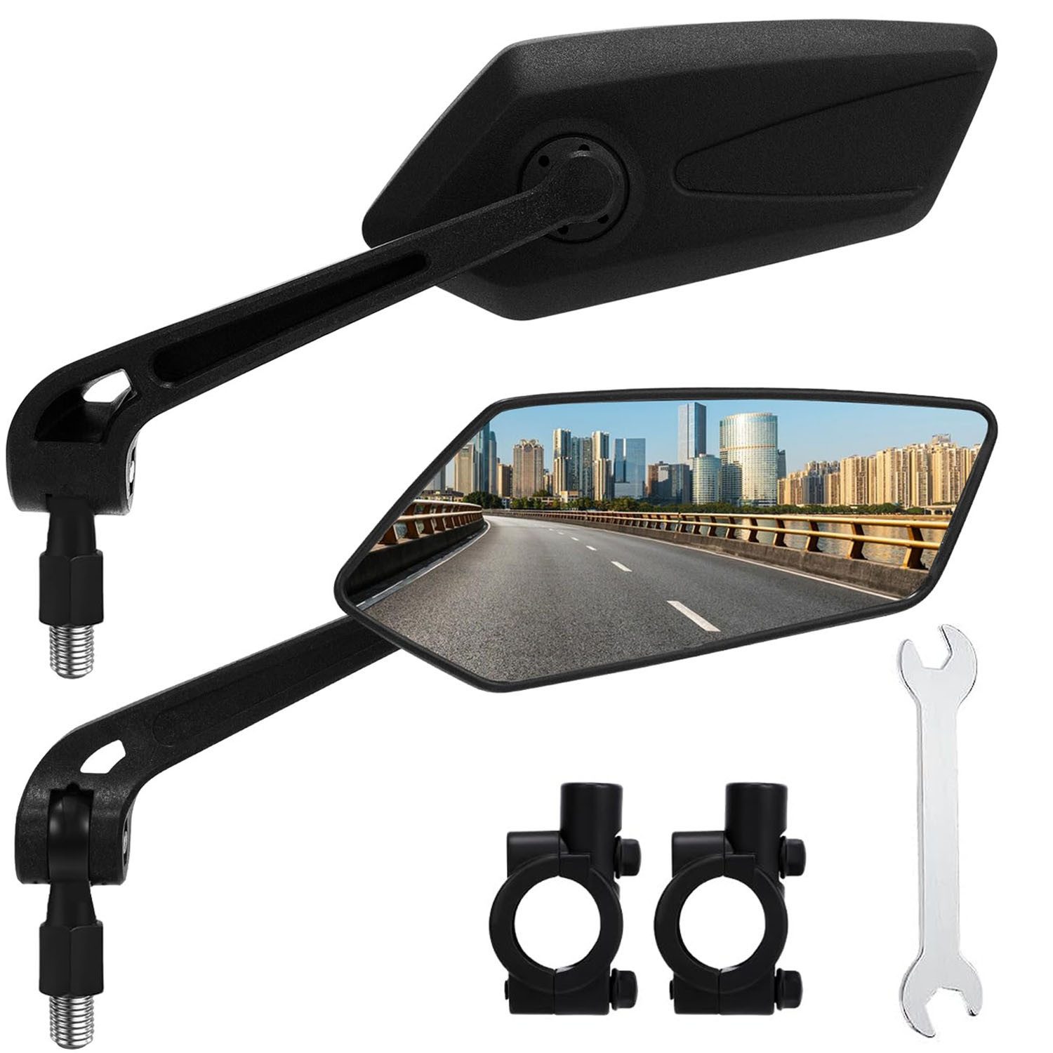 SURFOU Fahrradspiegel für Fahrrad/E-Bike, 360° Klappbar & Drehbar Fahrrad Rückspiegel 1 Paar (360° verstellbare Bar-End-Spiegel aus ABS & Aluminium – Hochklares Glas, einfache Montage, für 22-25 mm Lenker)