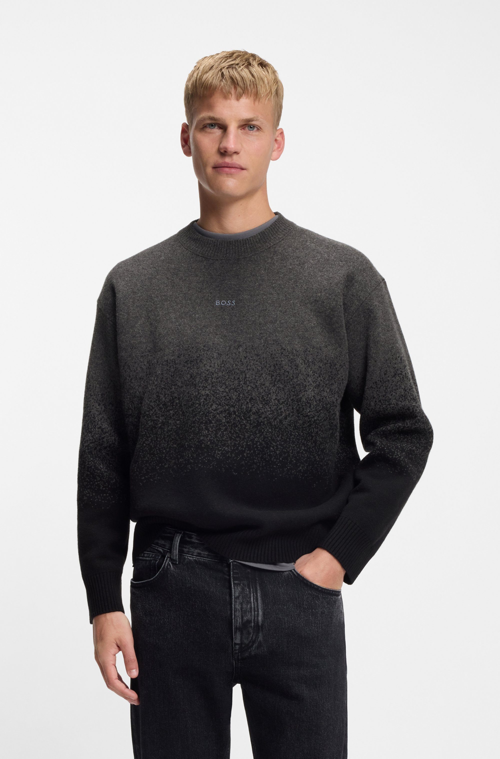 BOSS ORANGE Jacquardpullover Kalbrush Rundhalsausschnitt, Relaxed günstig online kaufen