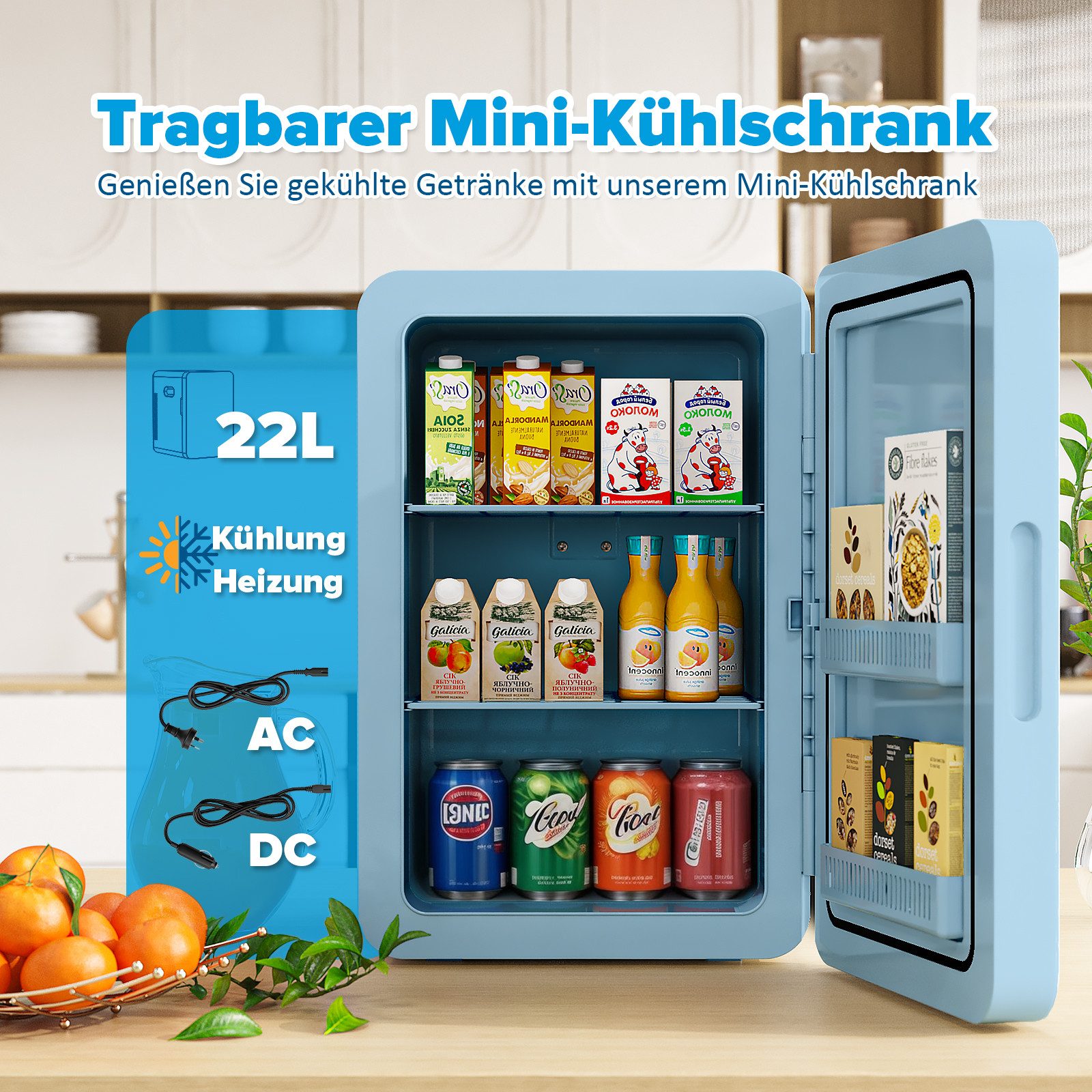 Rebonique Table Top Kühlschrank AQ-22L, 22L Mini Kühlschrank, Min: 17°C unter Umgebungstemperatur/Max: 65°C – Bild 2 von 5
