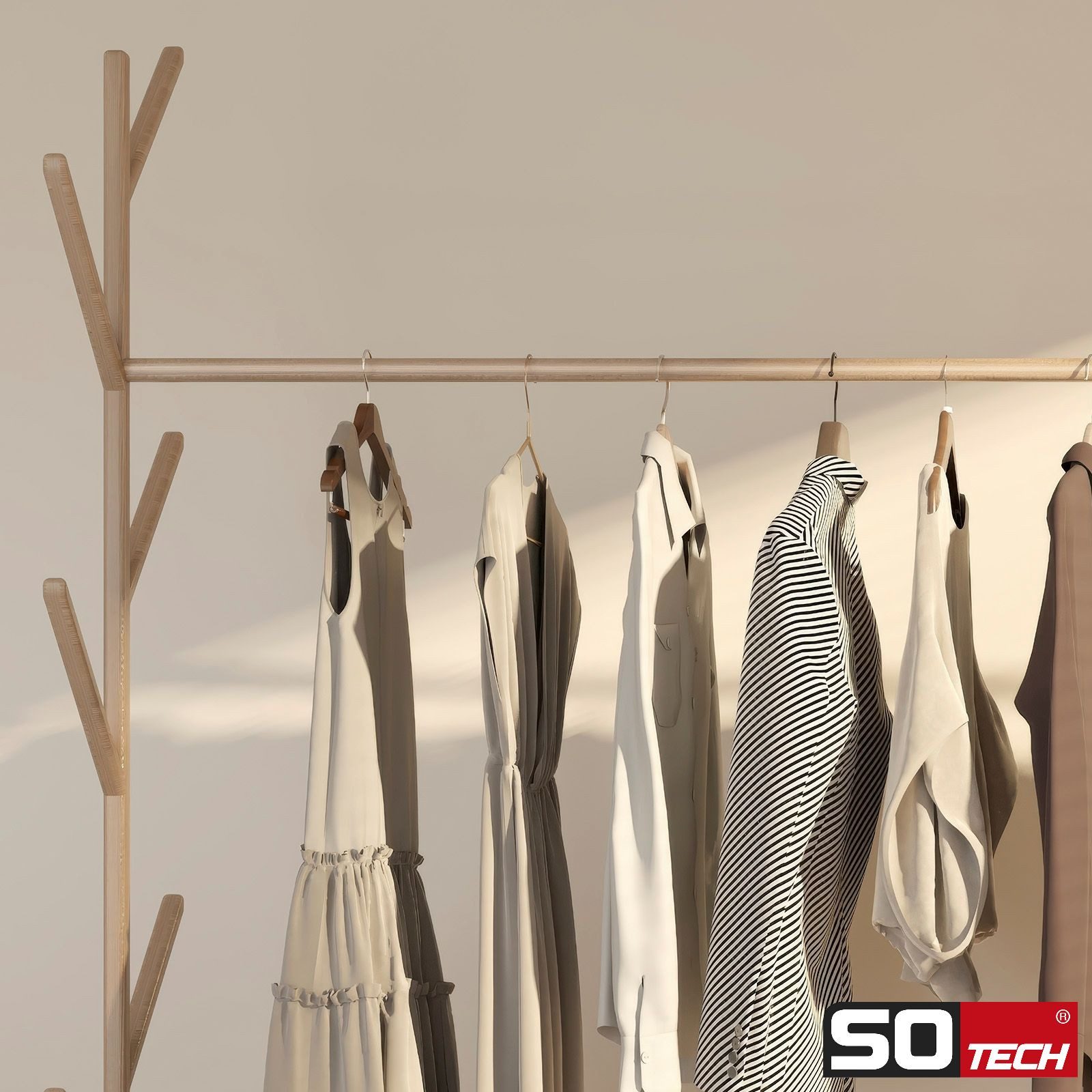 SO-TECH® Kleiderstange Garderobenstange Rundstab Holzstab zum Basteln Ø 30 mm Eiche (Spar-Set, 10 St), Länge: 50 cm – Bild 5 von 5