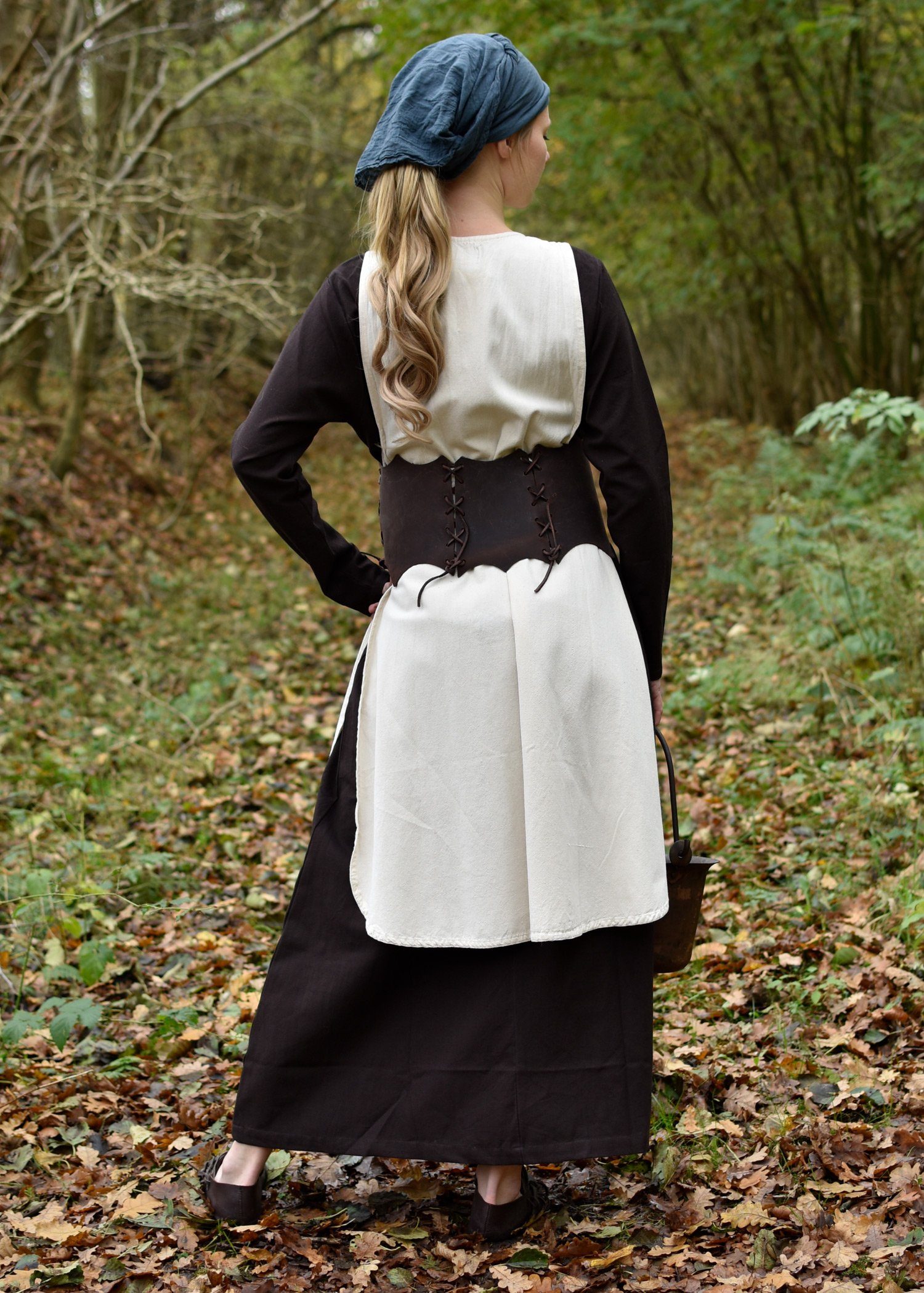 Battle Merchant Ritter-Kostüm Markt-Mittelalter Mieder-Gürtel geschnürt aus Leder braun Größe XS