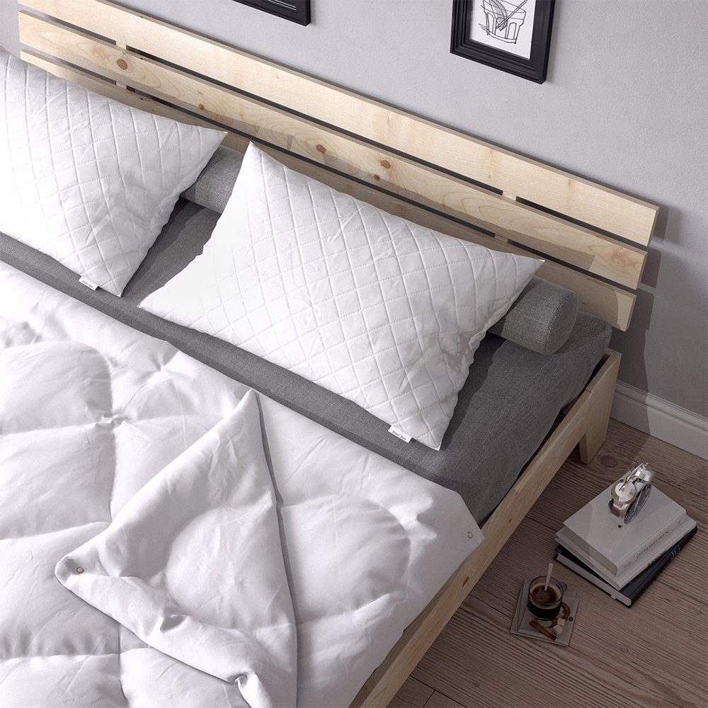 VitaliSpa® Kopfkissen, Weiß, 50 x 75 cm 2er Set, Füllung: 100 % Polyesterhohlfasern, Bezug: Mikrofaser, Rücken, Seite, Bauch