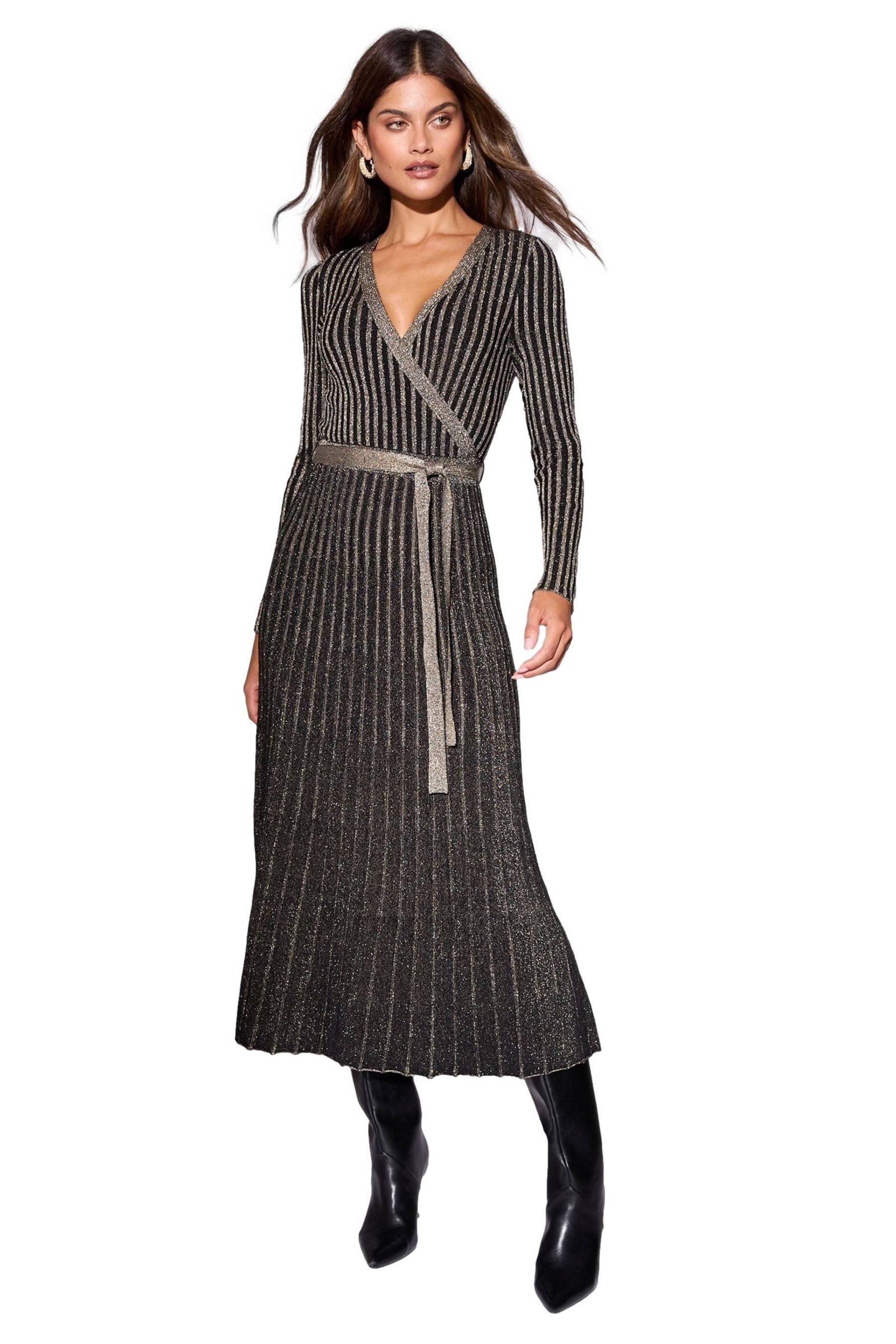 LIPSY Midikleid Lipsy Gestricktes glitzerndes Wickel-Midikleid (1-tlg) günstig online kaufen