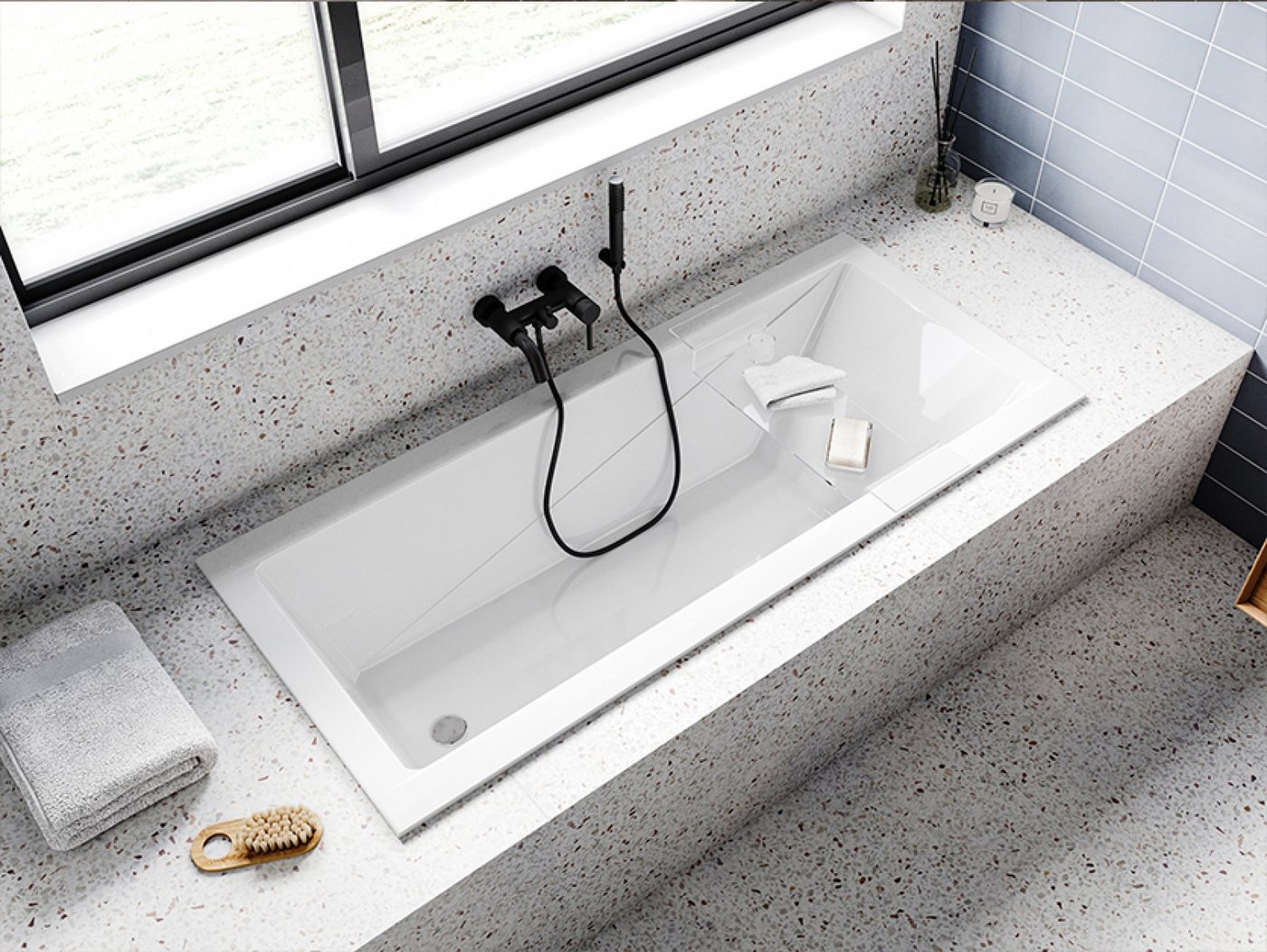 Thumbnail - KOLMAN Badewanne Rechteck Modern Slim 170x70, Ablaufgarnitur & Füße GRATIS
