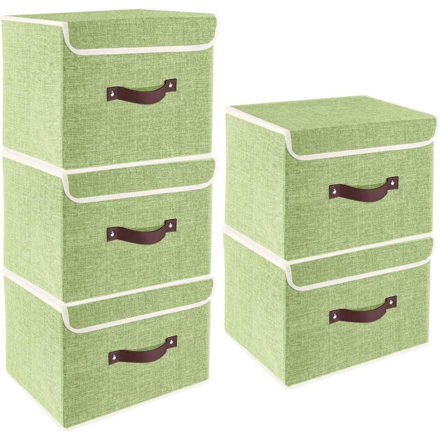 LuxusKollektion Faltbox Aufbewahrungsbox Faltbar mit Deckel 5er Grün