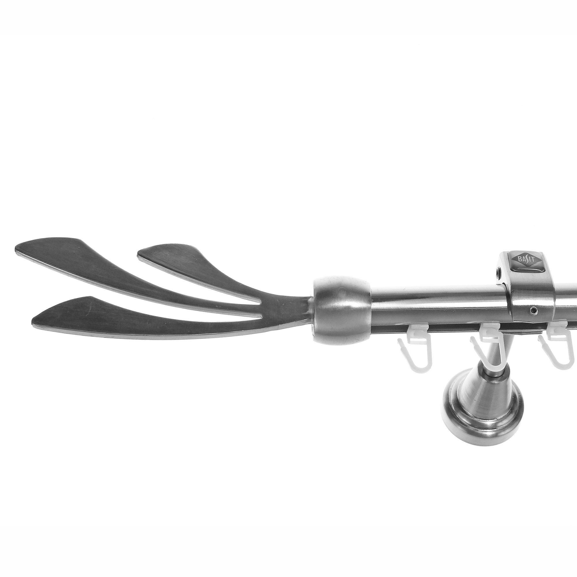 BASIT Gardinenstange Innenlauf Edelstahloptik 20mm mit Wandträgern 120 cm E84, Ø 20 mm, 1-läufig, verschraubt, Aluminium, H50I 120 cm E84 Schweif