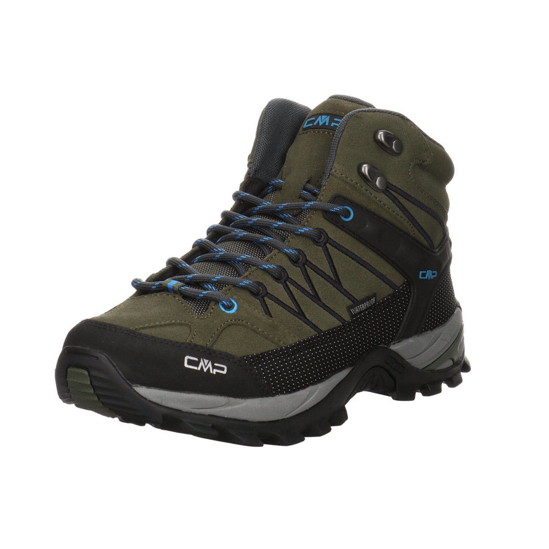 CMP Herren Outdoor Schuhe Rigel Mid Outdoorschuh Outdoorschuh Leder-/Textilkombination BLUE INK-YELLOW FLUO