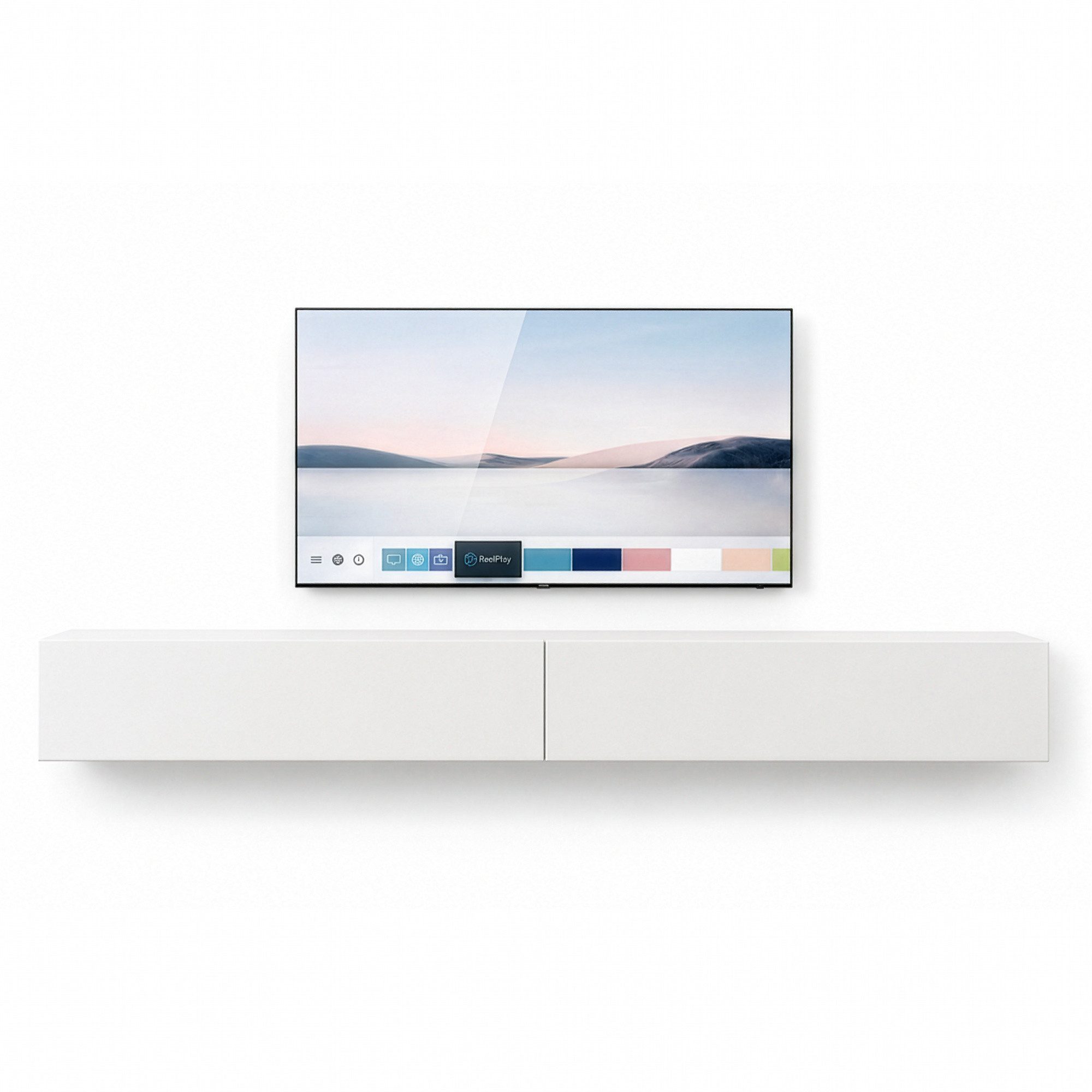 InnoFurn TV-Board Vela hängender Lowboard (2x hängender Fernsehschrank), Sanftes Öffnen, Made in Germany, Modernes Design