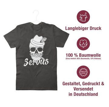 Shirtracer T-Shirt Bayern Totenkopf Servus Weiss Mode für Oktoberfest Herren