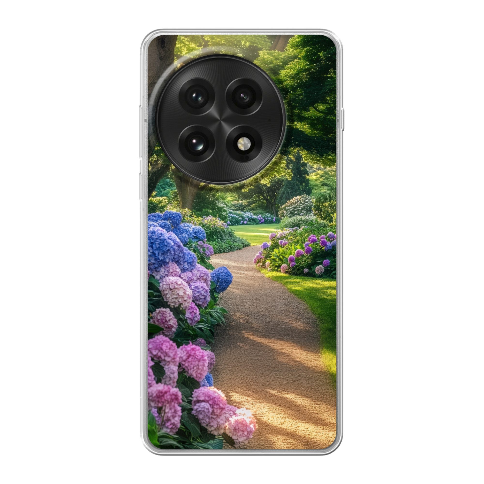 MuchoWow Handyhülle für OnePlus 13 Hortensienpark - Weg, Phone Case, Silikon, Schutzhülle Dünn